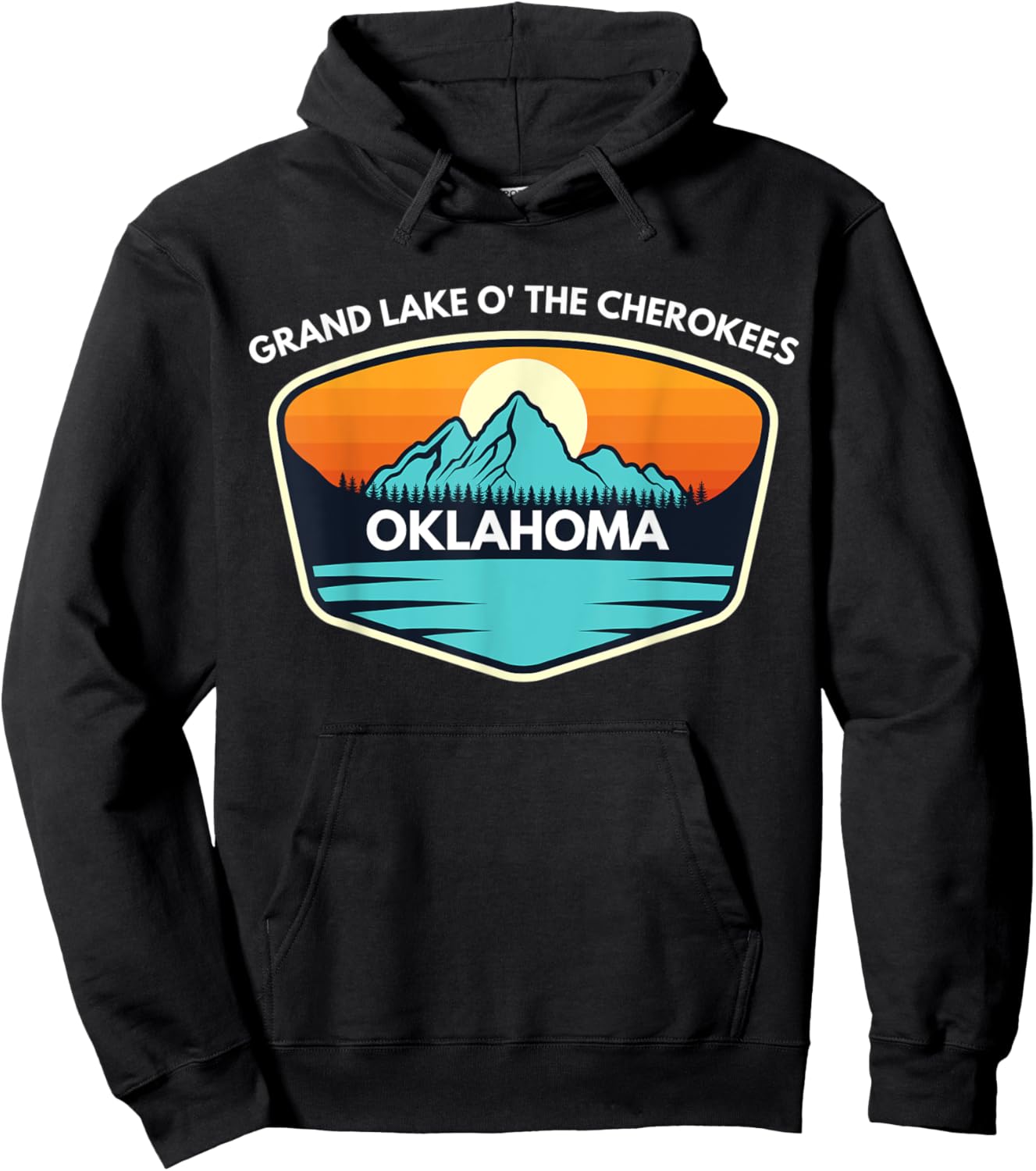 GRAND Lake CHEROKEES Oklahoma Trip Summer Fishing Camping Hoodie - Hoodie | Black