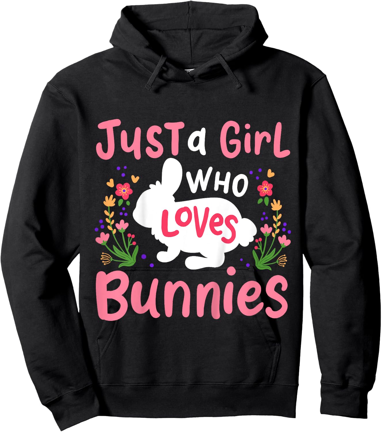Kids Bunny Rabbit Just A Girl Who Loves Bunnies Hoodie - Hoodie | Black