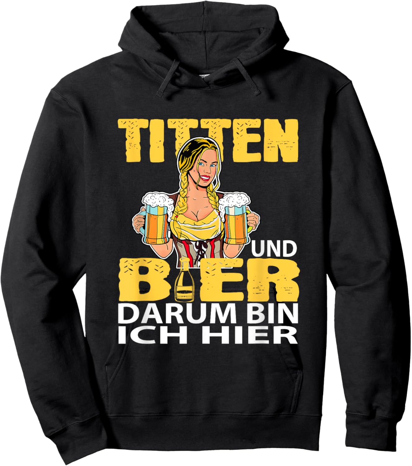 Ich bin hier für Titten und Bier Party Holiday Oktoberfest Hoodie - Hoodie | Black