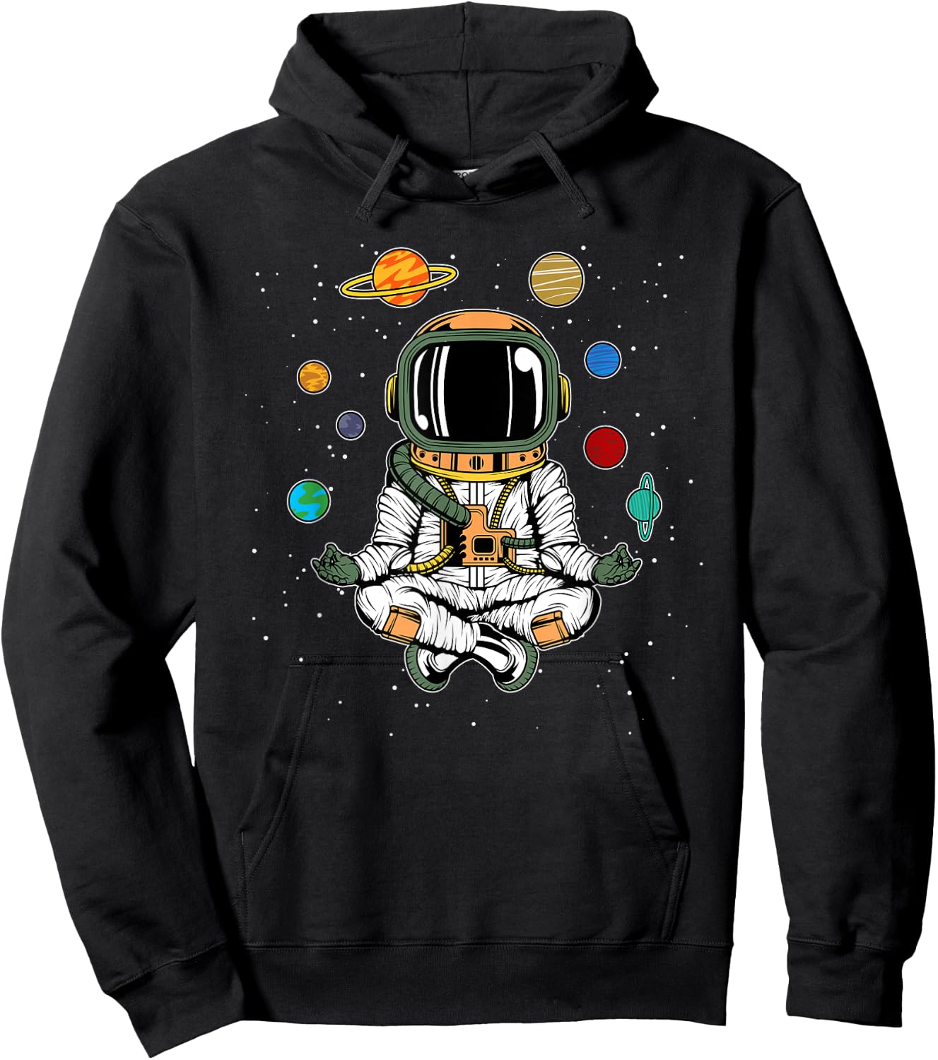 Funny Yoga Meditating Astronaut Yogist Gift Men Women Kids Hoodie - Hoodie | Black