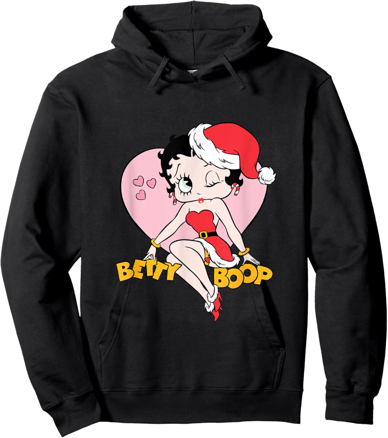 Betty Boop Christmas Heart Wink Hoodie - Hoodie | Black