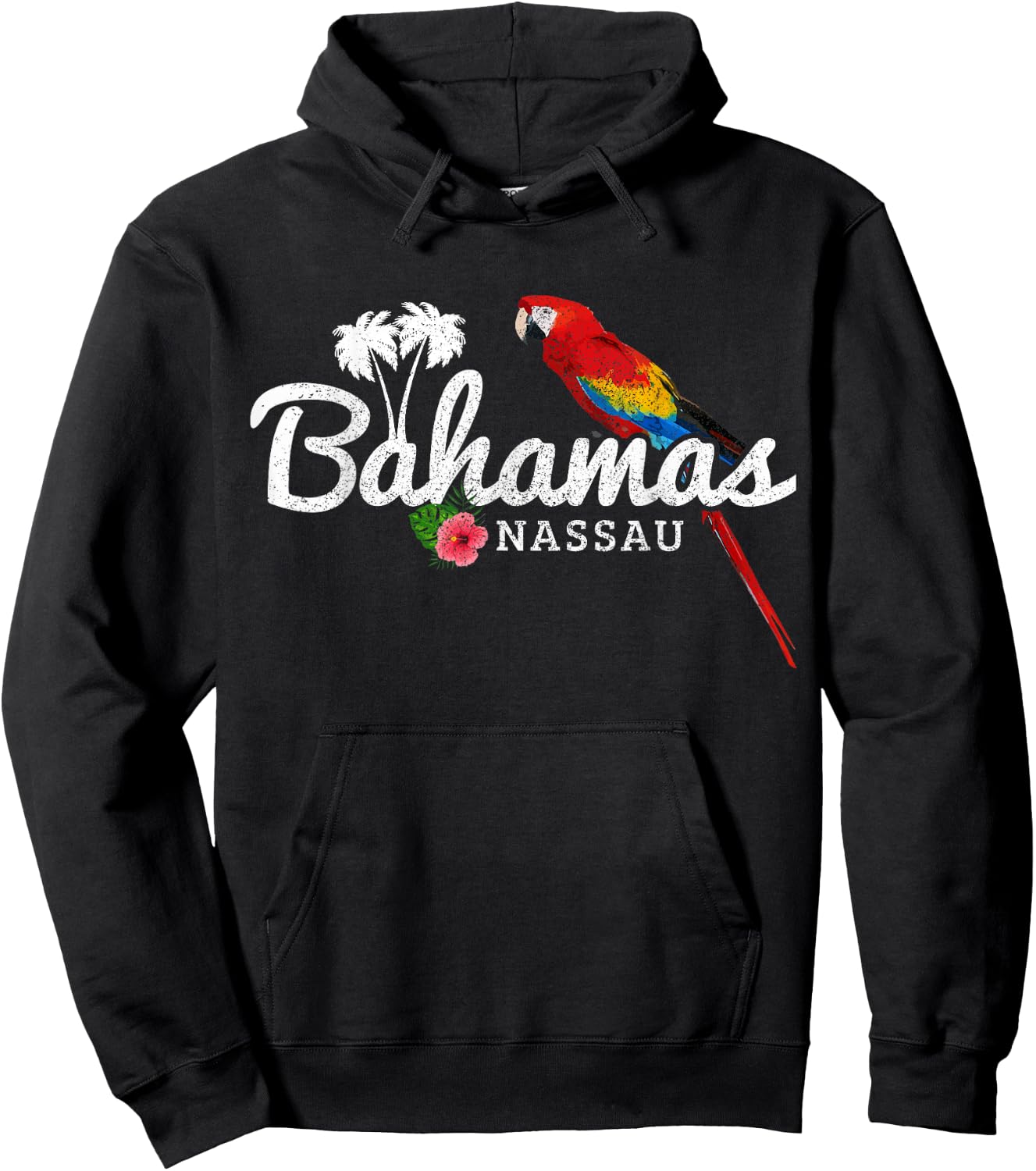 Bahamas Nassau Parrot Tropical Plants Vintage Bahamas Hoodie - Hoodie | Black