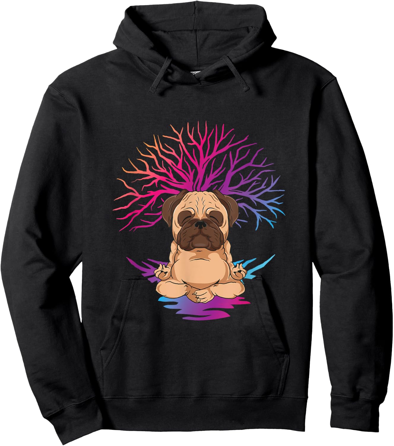 Yoga Pug for meditating dog owner Women Kids Hoodie - Hoodie | Black
