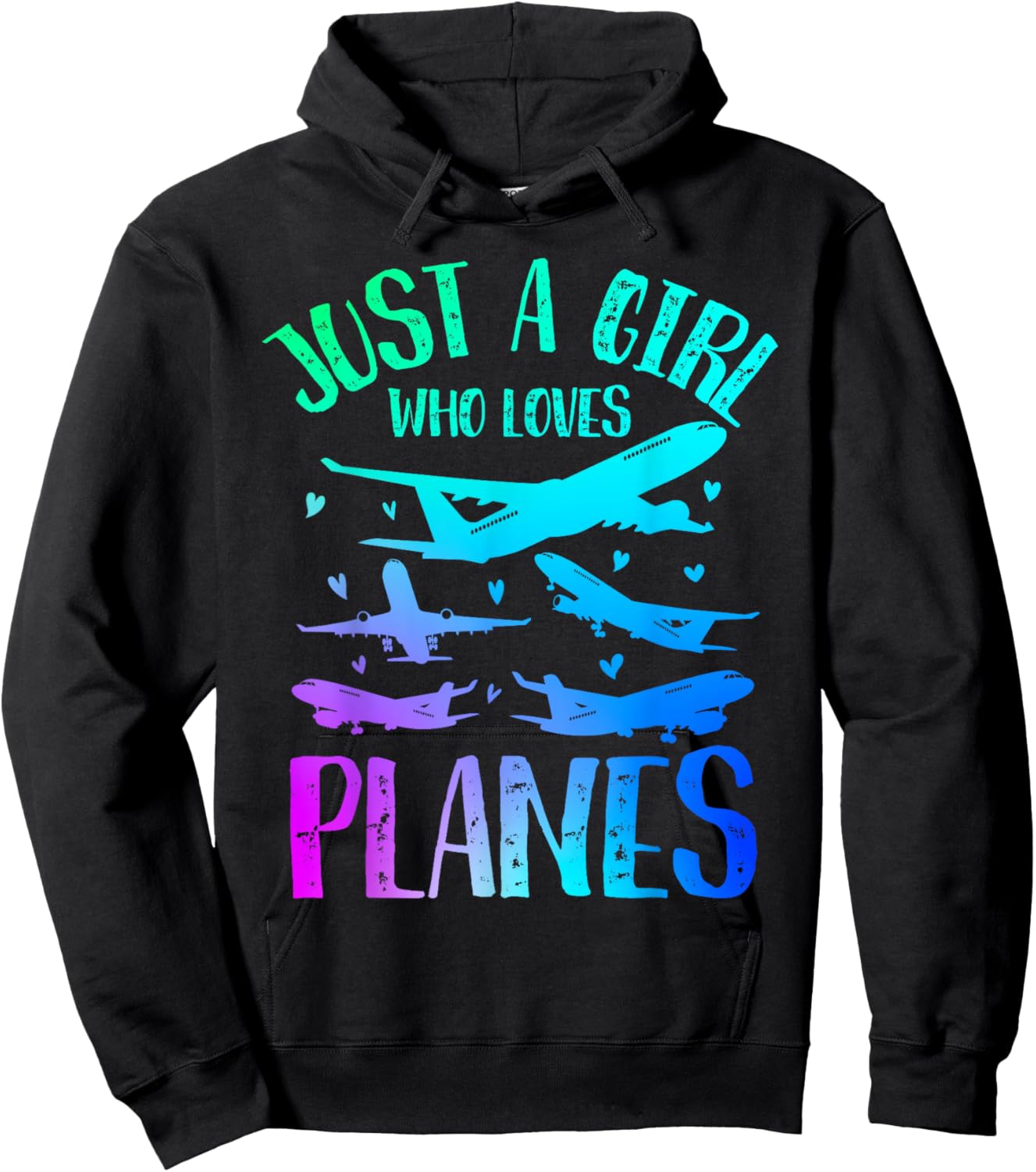 Just A Girl Who Loves Planes Women Girls Kids Plane Lovers Hoodie - Hoodie | Black