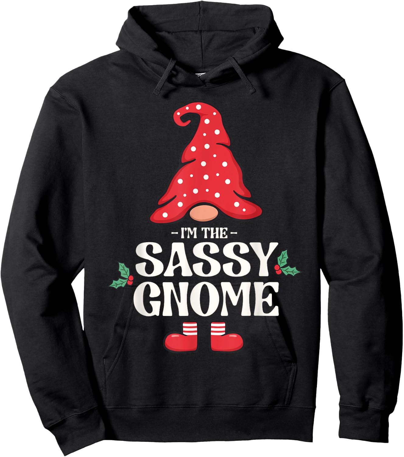 The Sassy Gnome Funny Family Matching Group Christmas Hoodie - Hoodie | Black