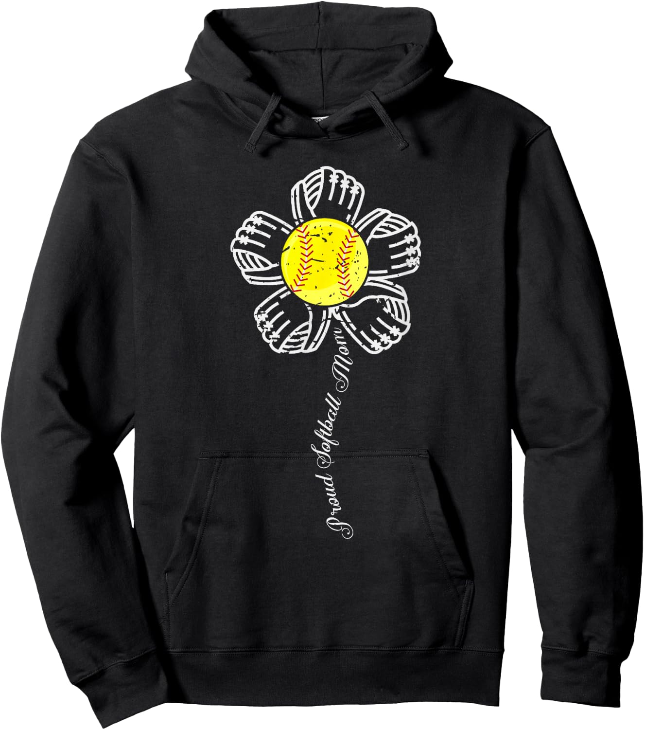 Proud Softball Mom Shirt Baseball Mother s Gift Hoodie - Hoodie | Black