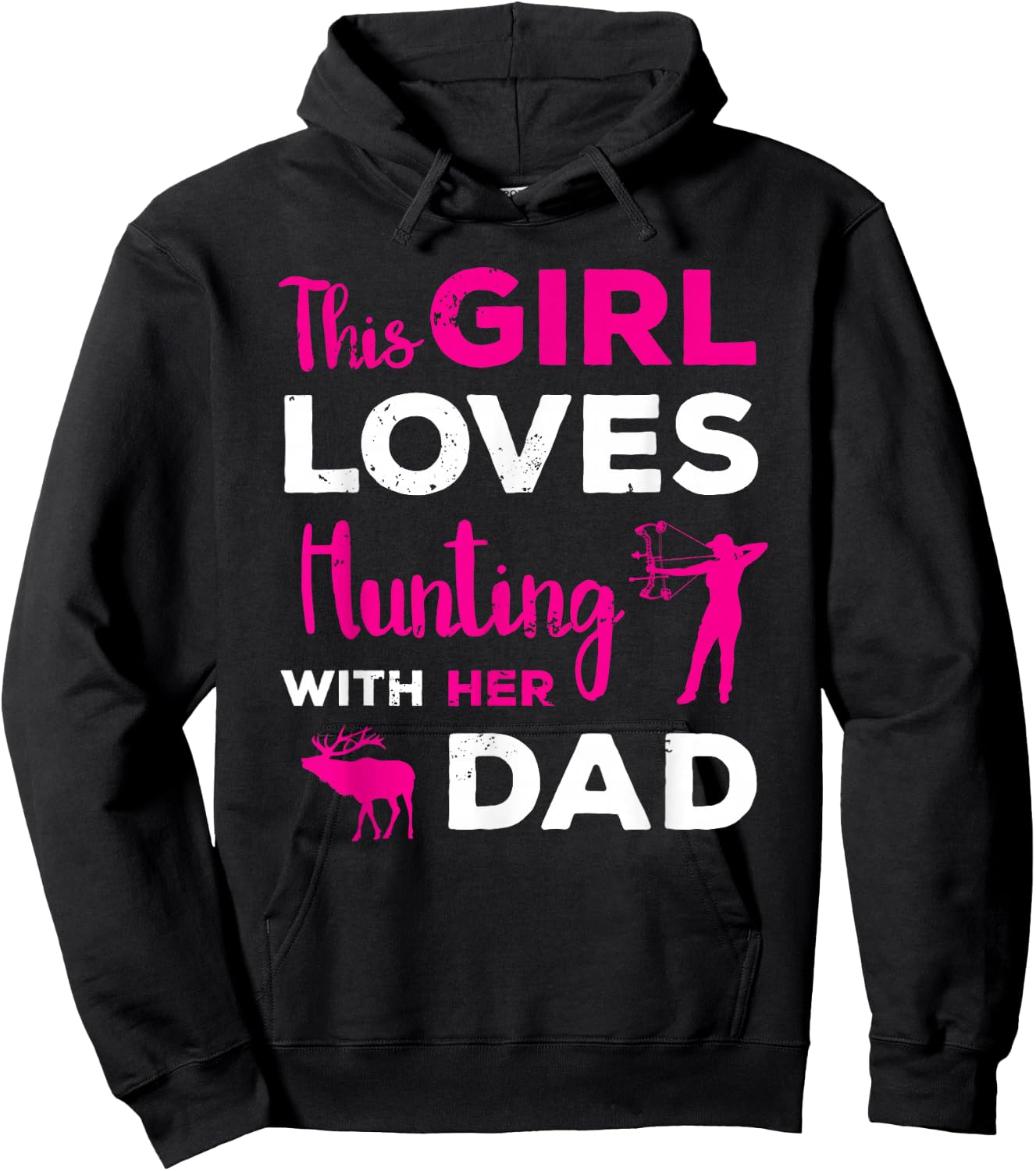 Cute Girls Hunting Gift Dad Daughter Hunting Buddy Hunter Hoodie - Hoodie | Black