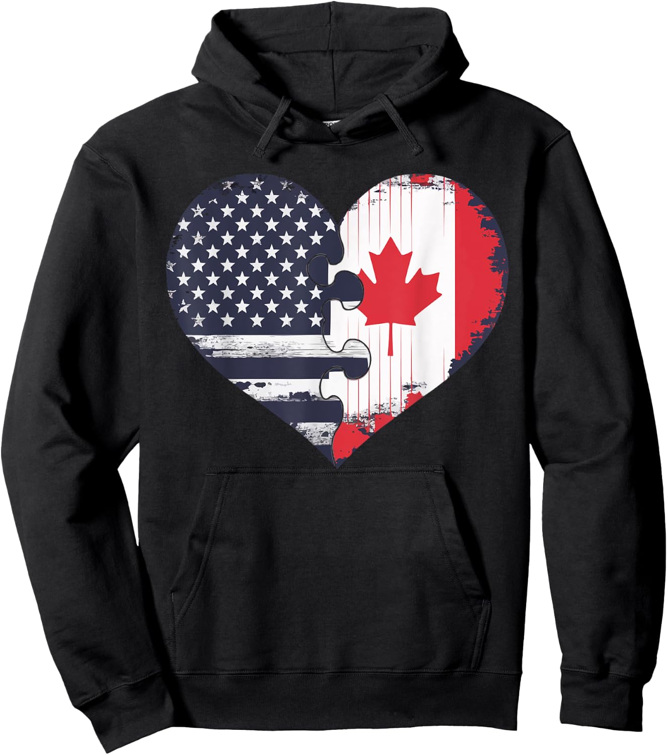 Half American Half Canadian USA Flag Canada America Hoodie - Hoodie | Black