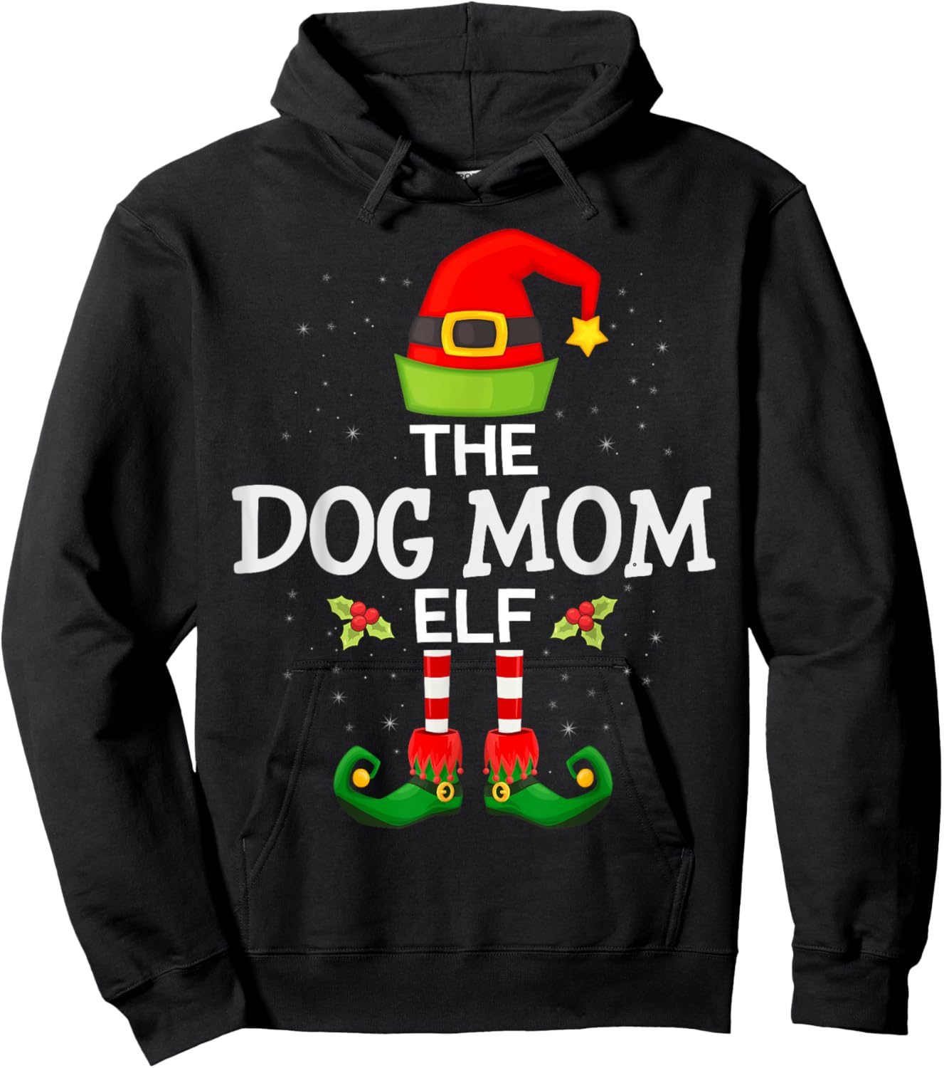 The Dog Mom Elf Christmas Family Matching Pajama Men Women Hoodie - Hoodie | Black