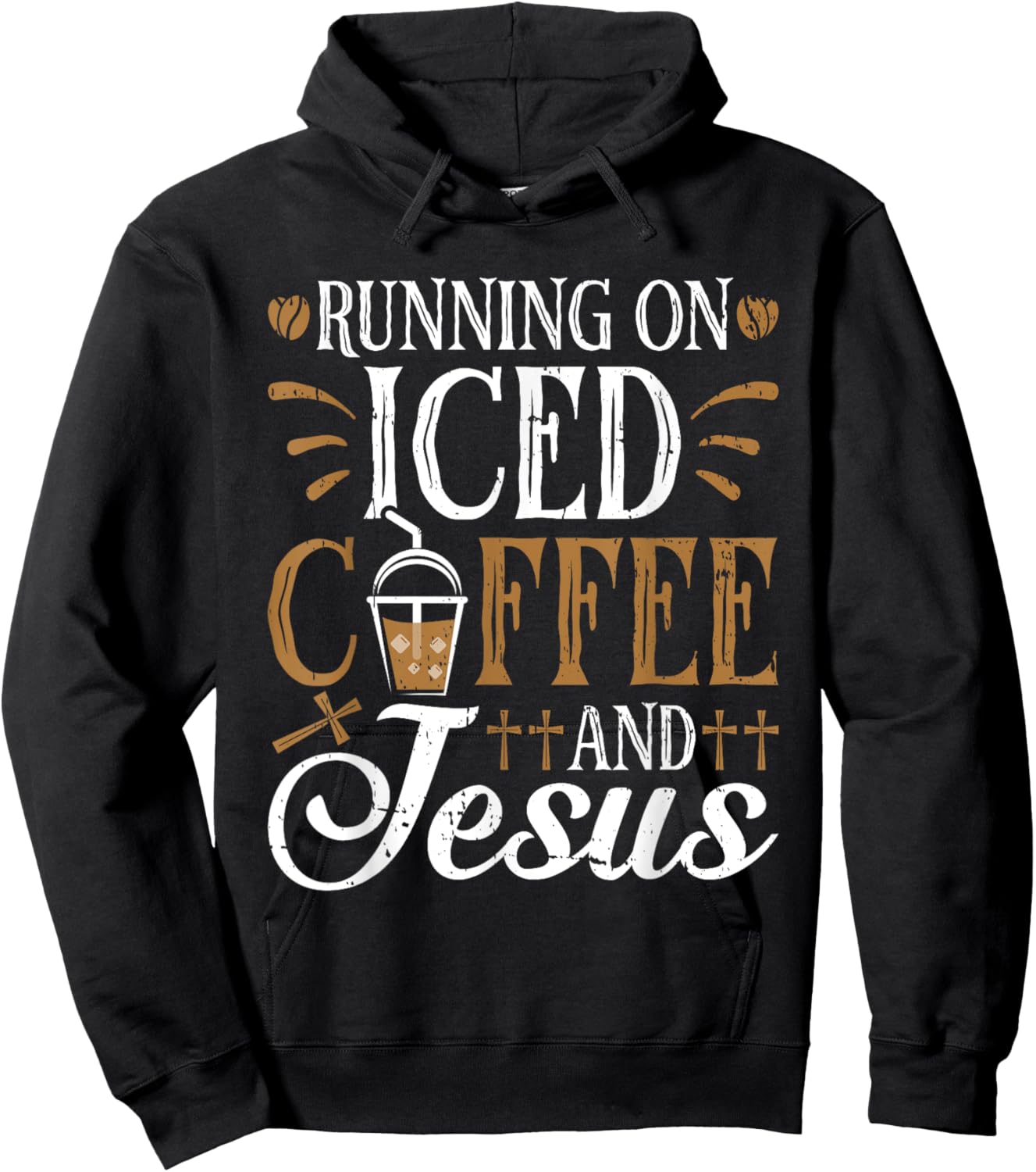 Running On Iced Coffee and Jesus Cold Brew Christian Hoodie - Hoodie | Black