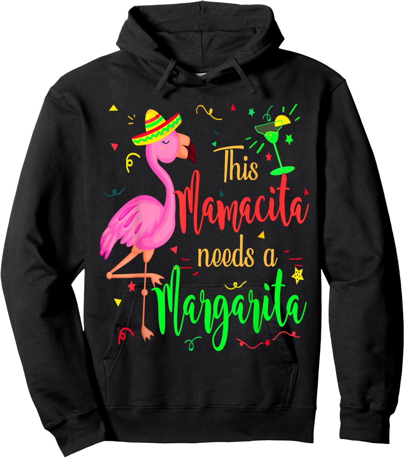 This Mamacita Needs a Margarita Flamingo Mom Hoodie - Hoodie | Black