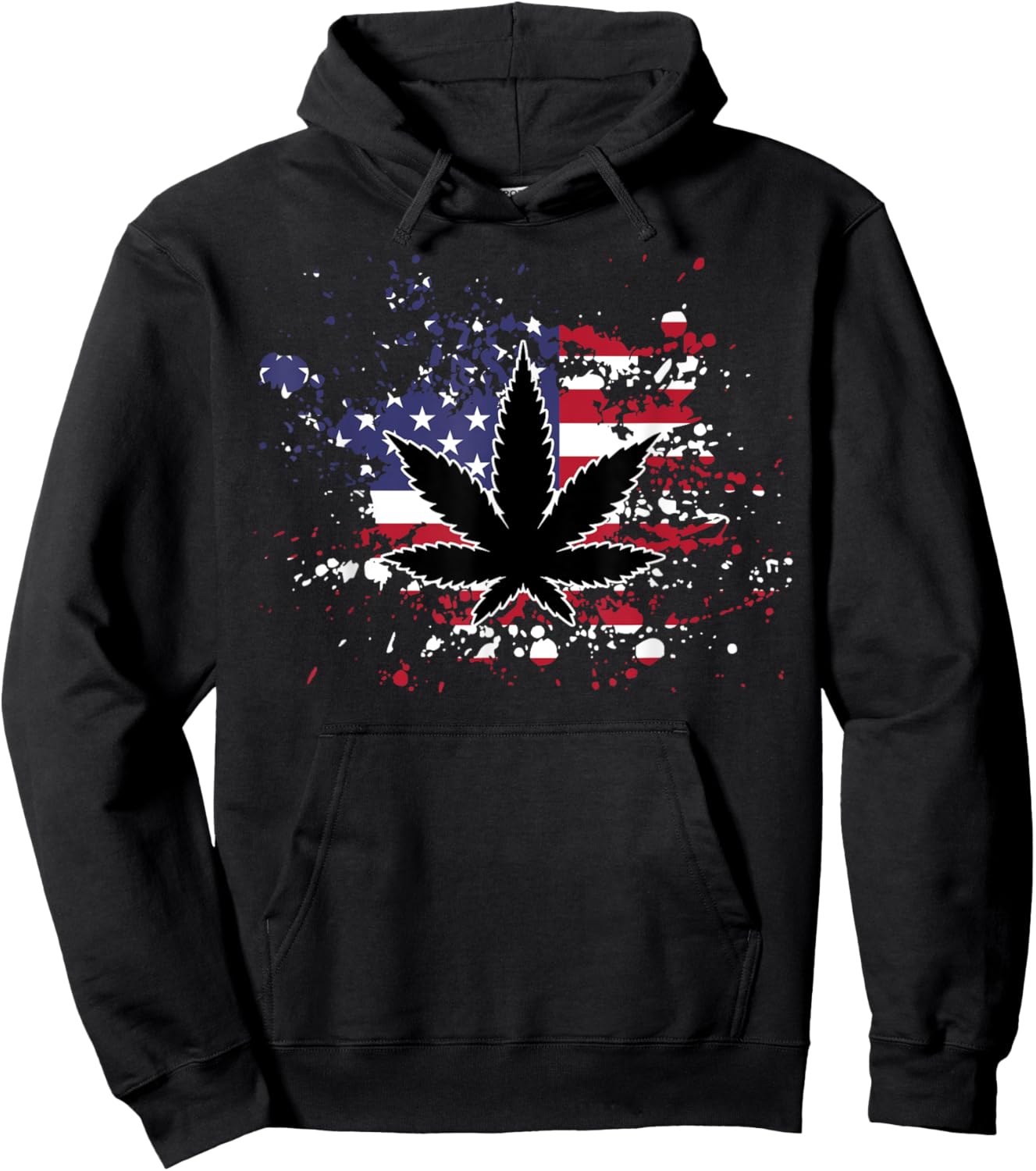 Weed American Flag 4th Of July Marjuana Patriotic Stoner Men Hoodie - Hoodie | Black