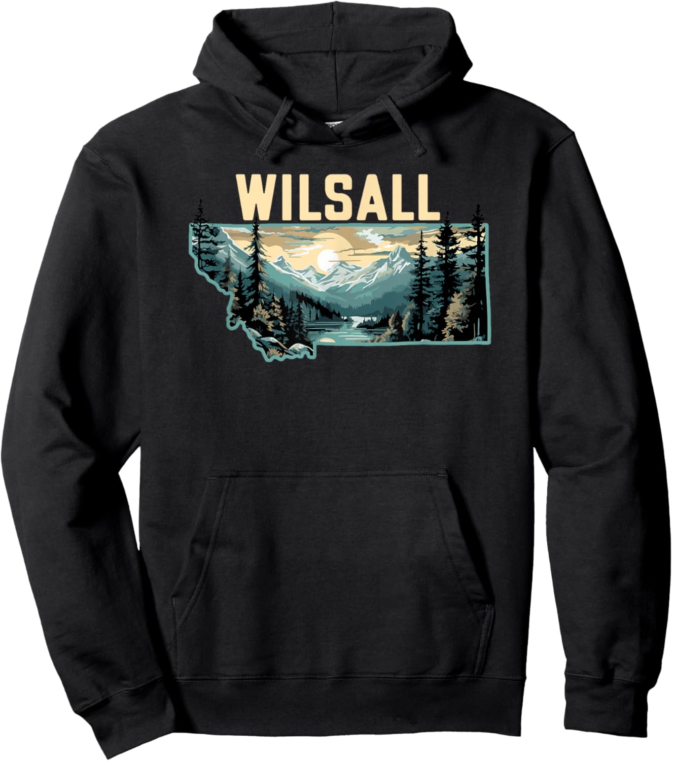 Wilsall Montana Outdoor Art Retro Hiking Hoodie - Hoodie | Black