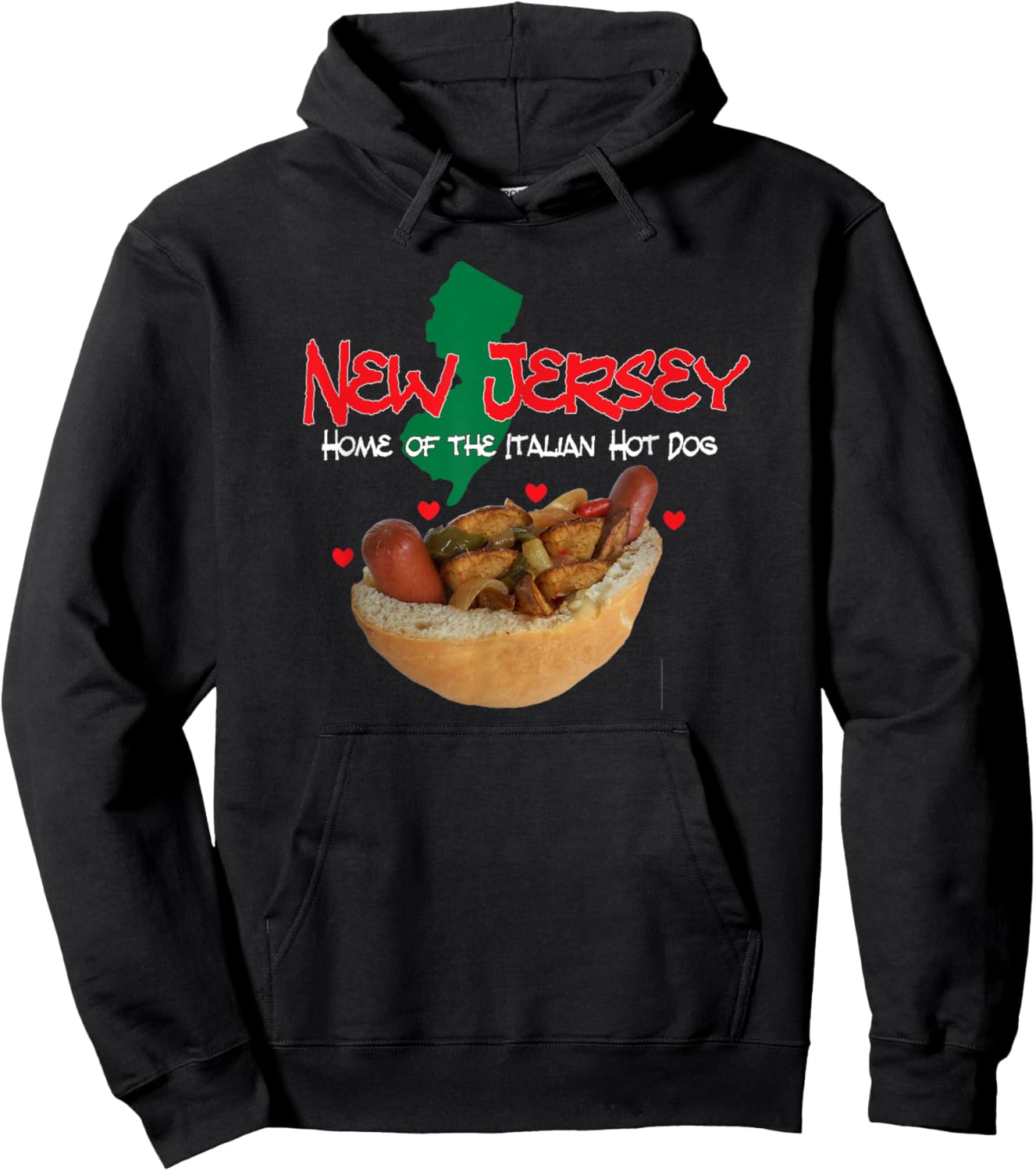 New Jersey, Home of the Italian Hotdog, Nj, Hot Dogs, Food Hoodie - Hoodie | Black
