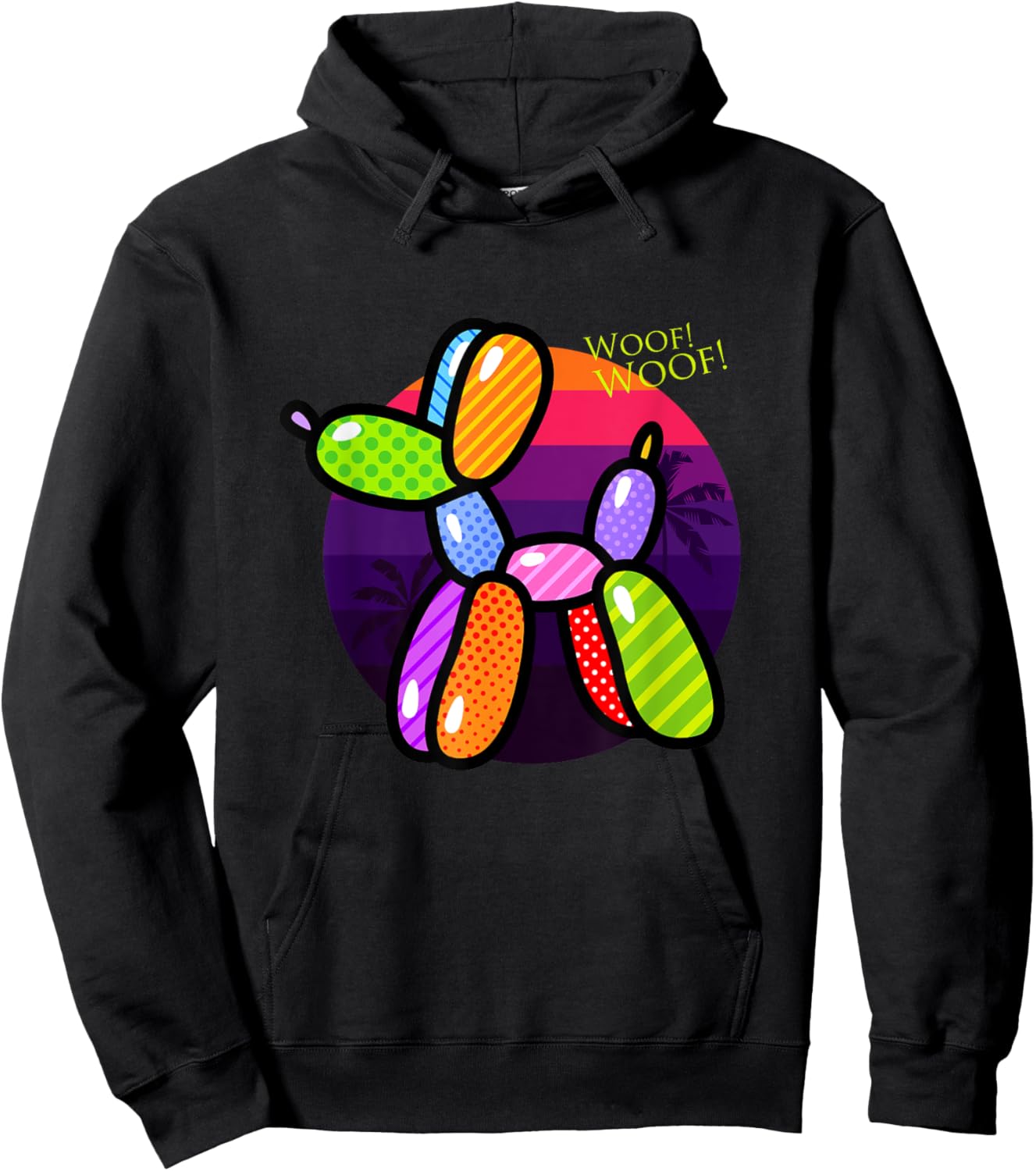 Poodle Dog Balloon Animal Illustration Graphic Designs Hoodie - Hoodie | Black