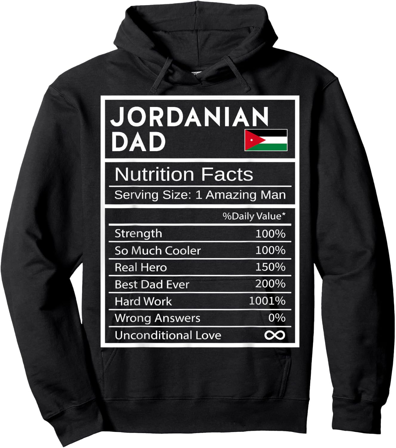 Jordanian Dad Nutrition Facts National Pride Gift Dad Hoodie - Hoodie | Black