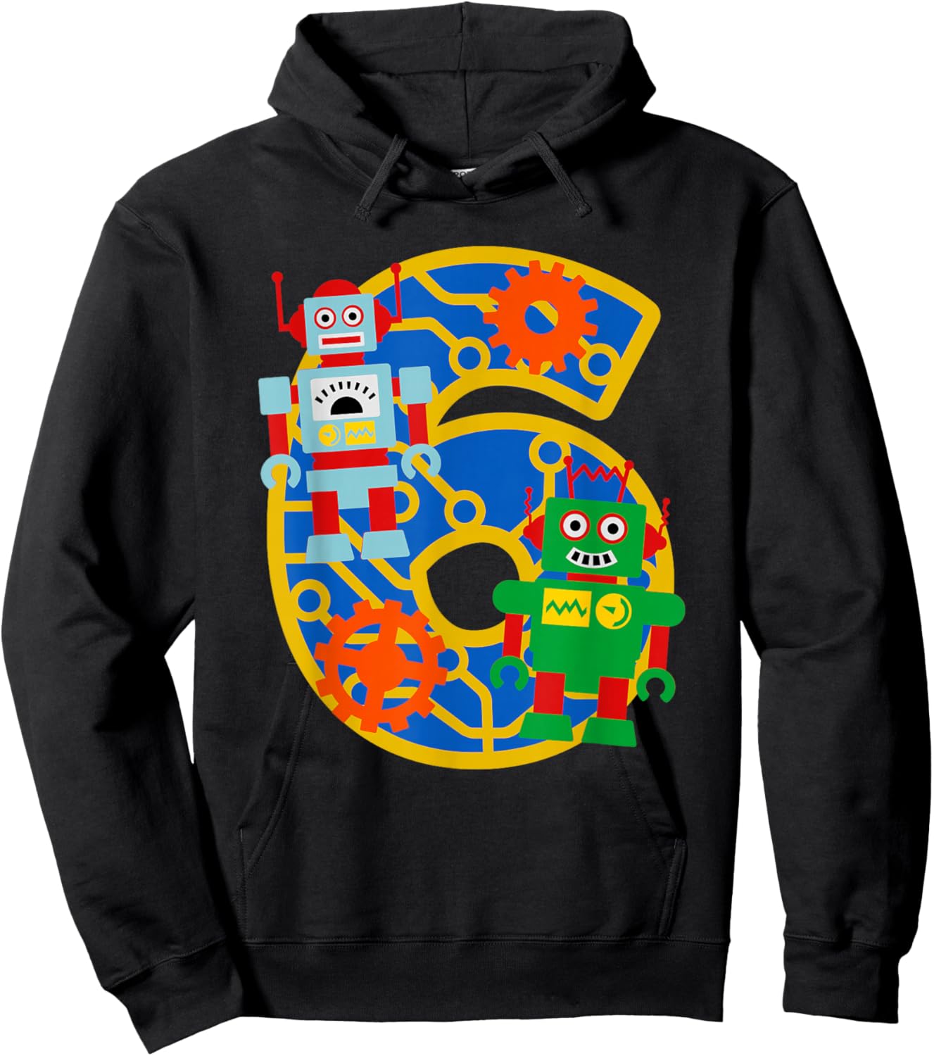 6th Birthday Boy 6 Year Old Little Robot Robotics Engineer Hoodie - Hoodie | Black