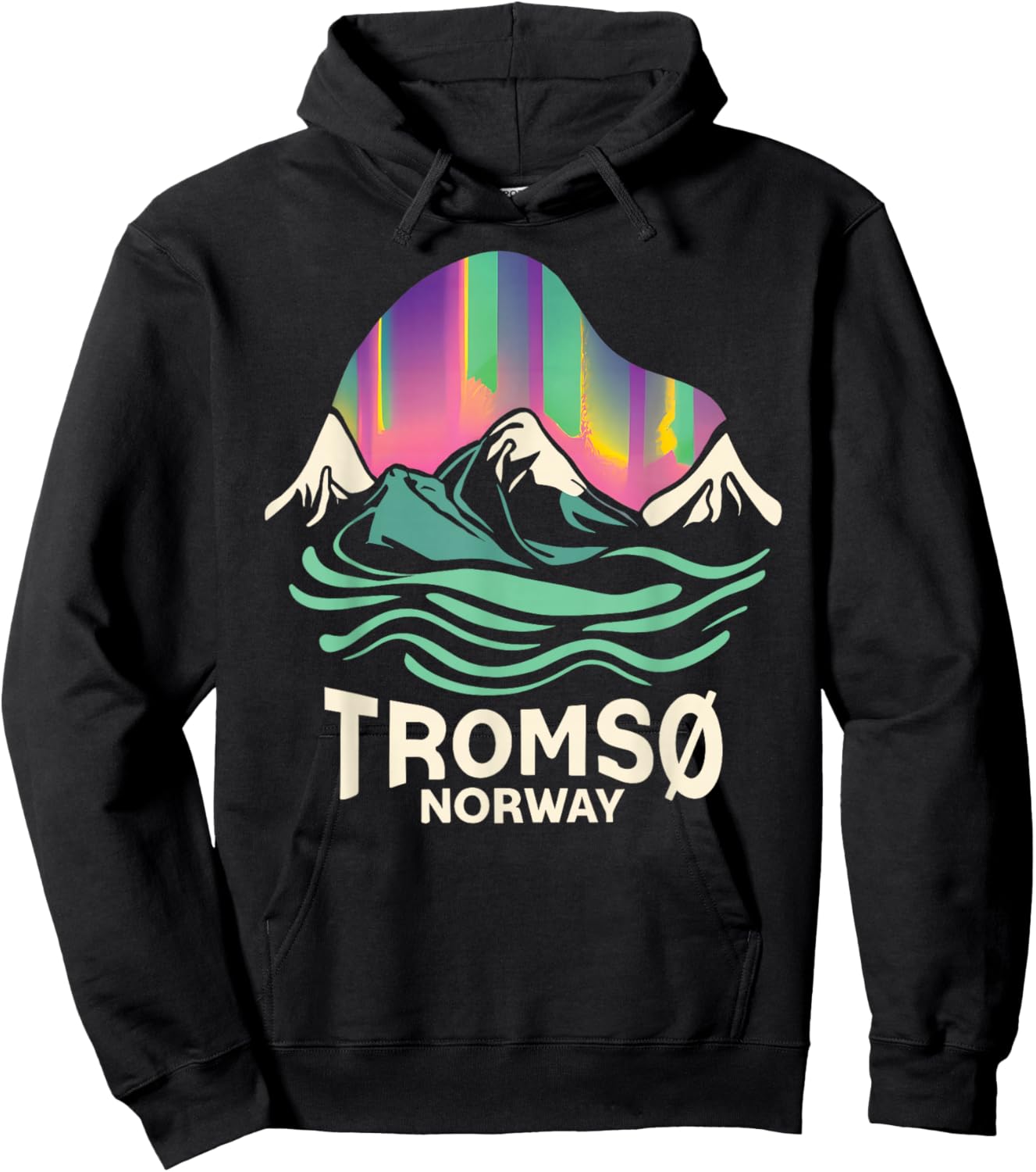 Tromso Norway Norwegian Northern Lights Snow Retro Oslo Hoodie - Hoodie | Black