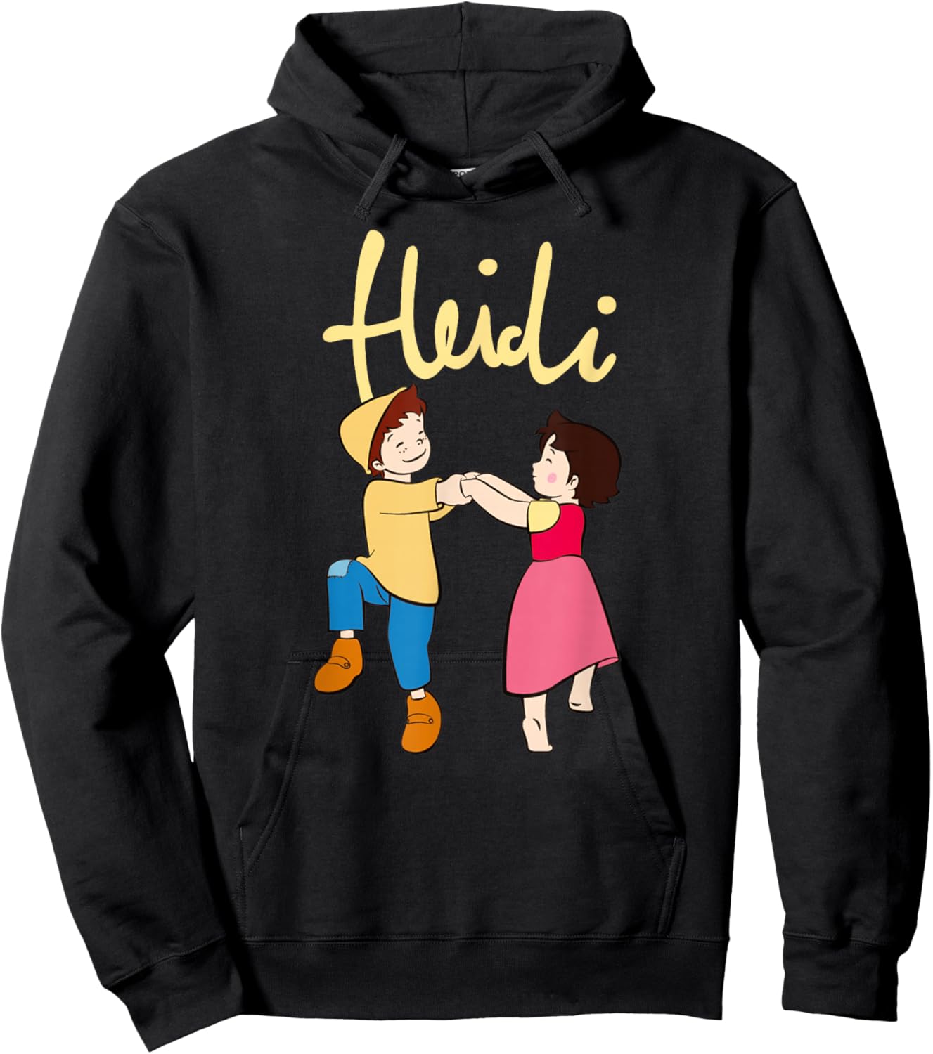 Heidi and Peter Dancing with Logo Yellow Cartoon TV Series Hoodie - Hoodie | Black