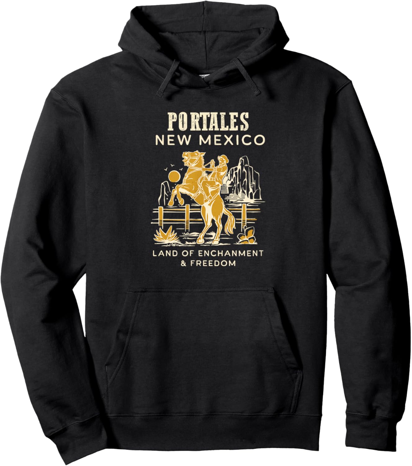 Retro New Mexico Hometown: Portales, New Mexico Hoodie - Hoodie | Black