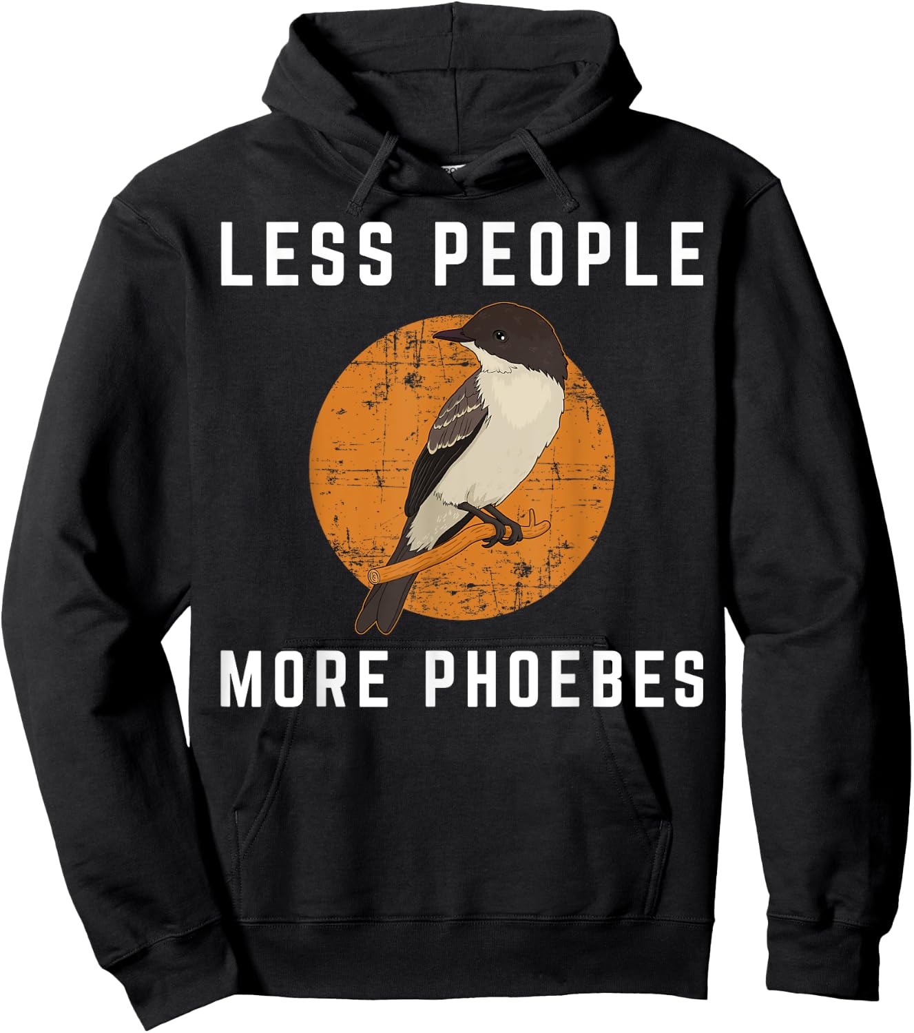 Less People Birder Birdwatching Eastern Phoebe Bird Hoodie - Hoodie | Black