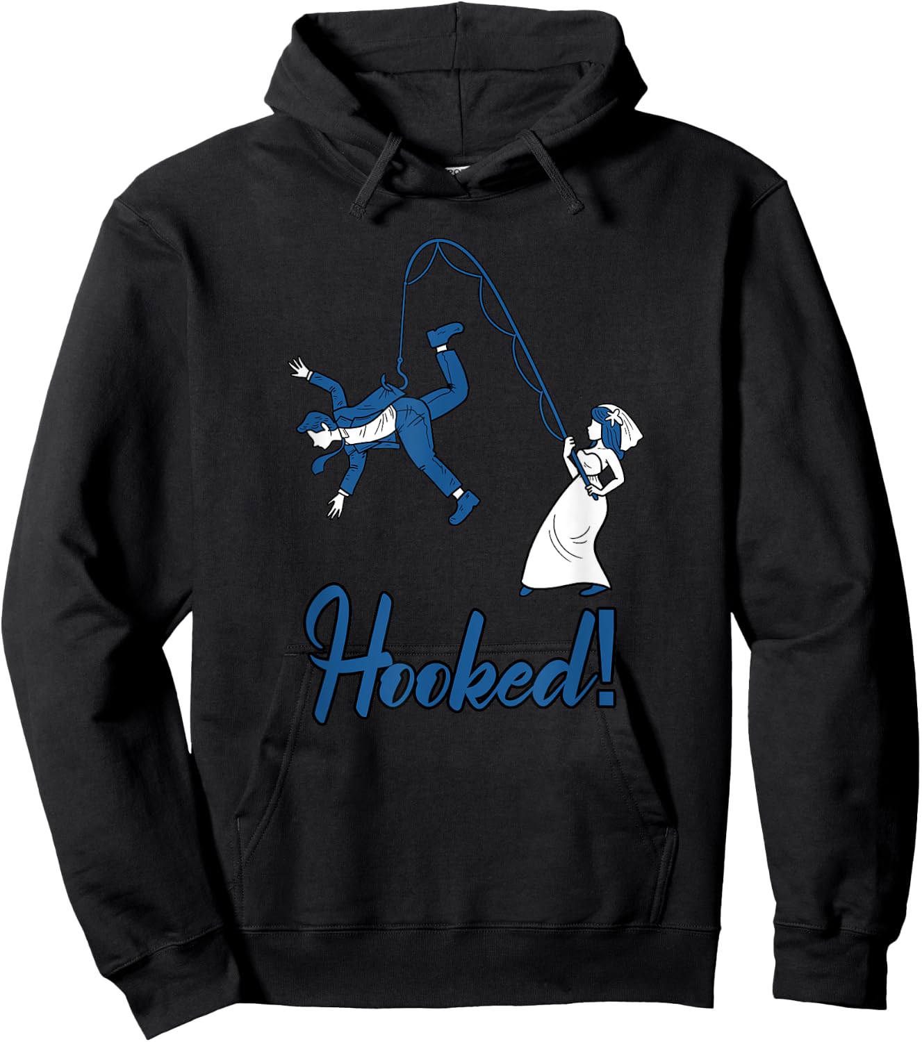 Hooked Wife Fishing Groom Funny Bachelor's Party Men Gift Hoodie - Hoodie | Black