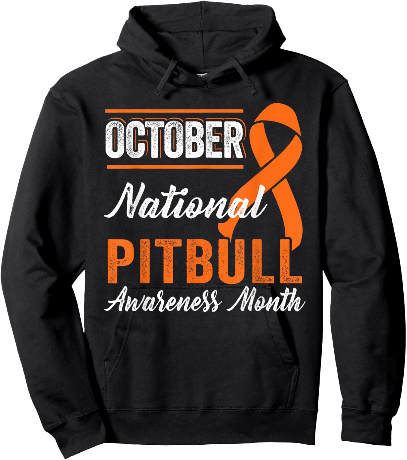 October Orange Ribbon - Pitbull Awareness Month Hoodie - Hoodie | Black