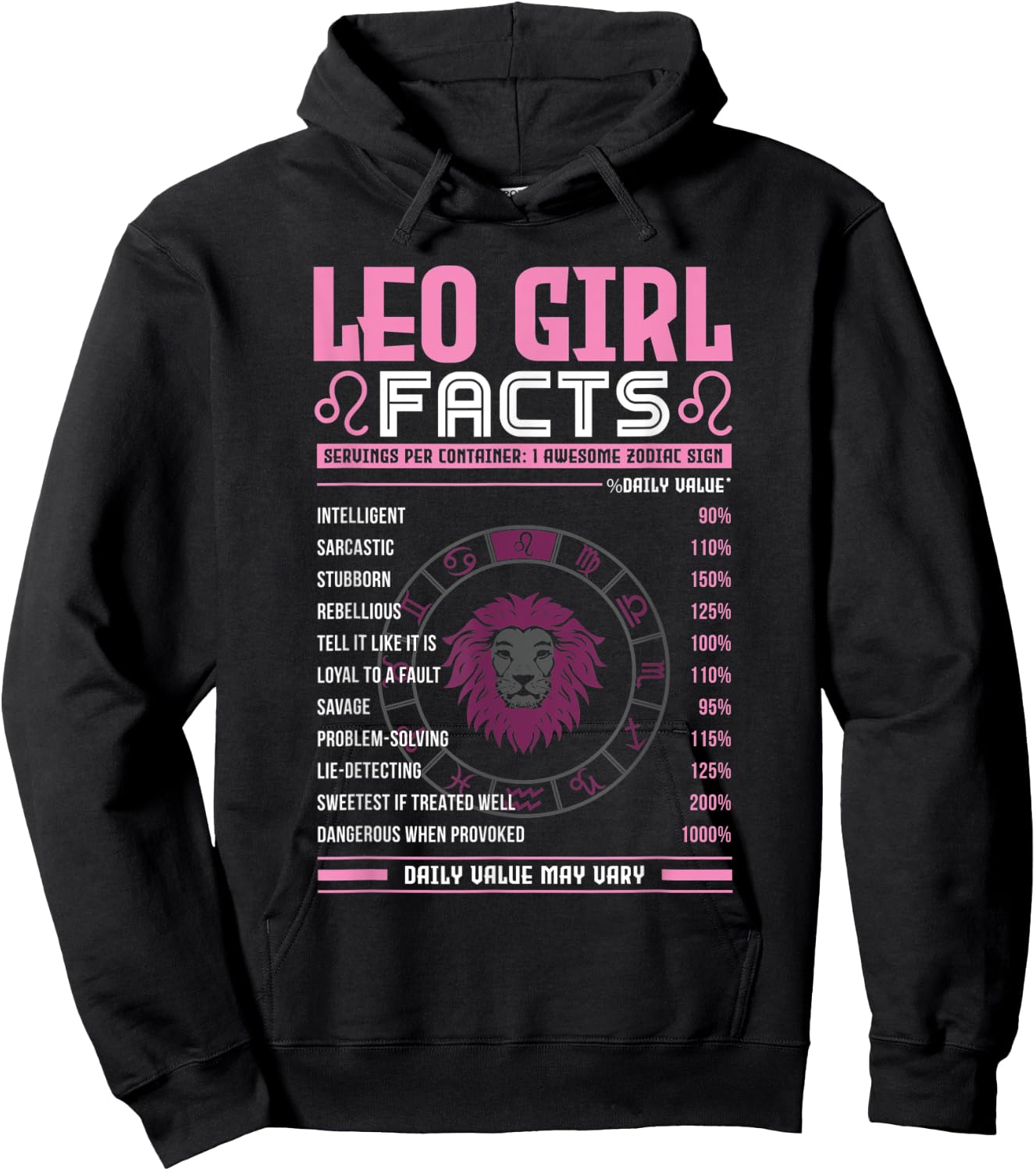Leo Girl Zodiac Sign Facts Traits Horoscope Zodiac Hoodie - Hoodie | Black