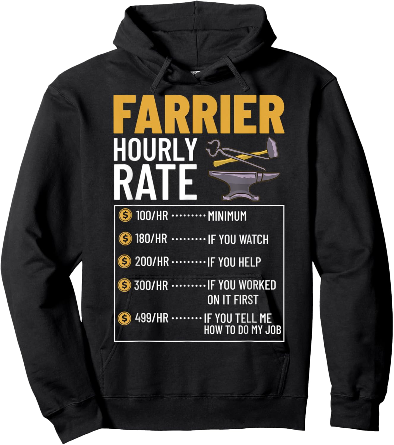 Farrier Horseshoe Hoof Tools Hammer Trimming Hoodie - Hoodie | Black