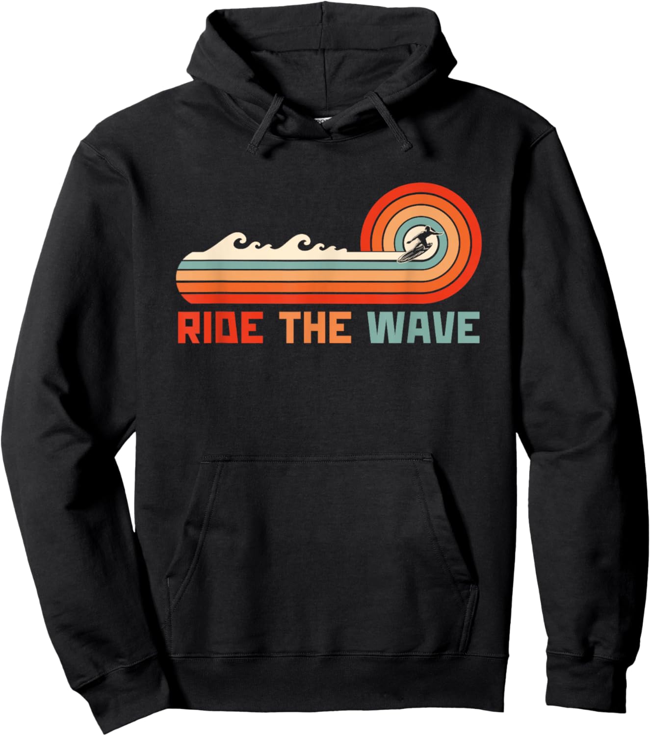 Ride The Wave Retro Surfer Surfing Hoodie - Hoodie | Black