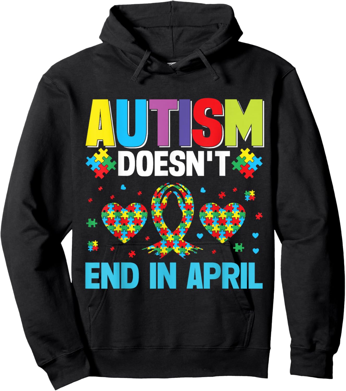 Autism doesnt End in April Autism Hoodie - Hoodie | Black
