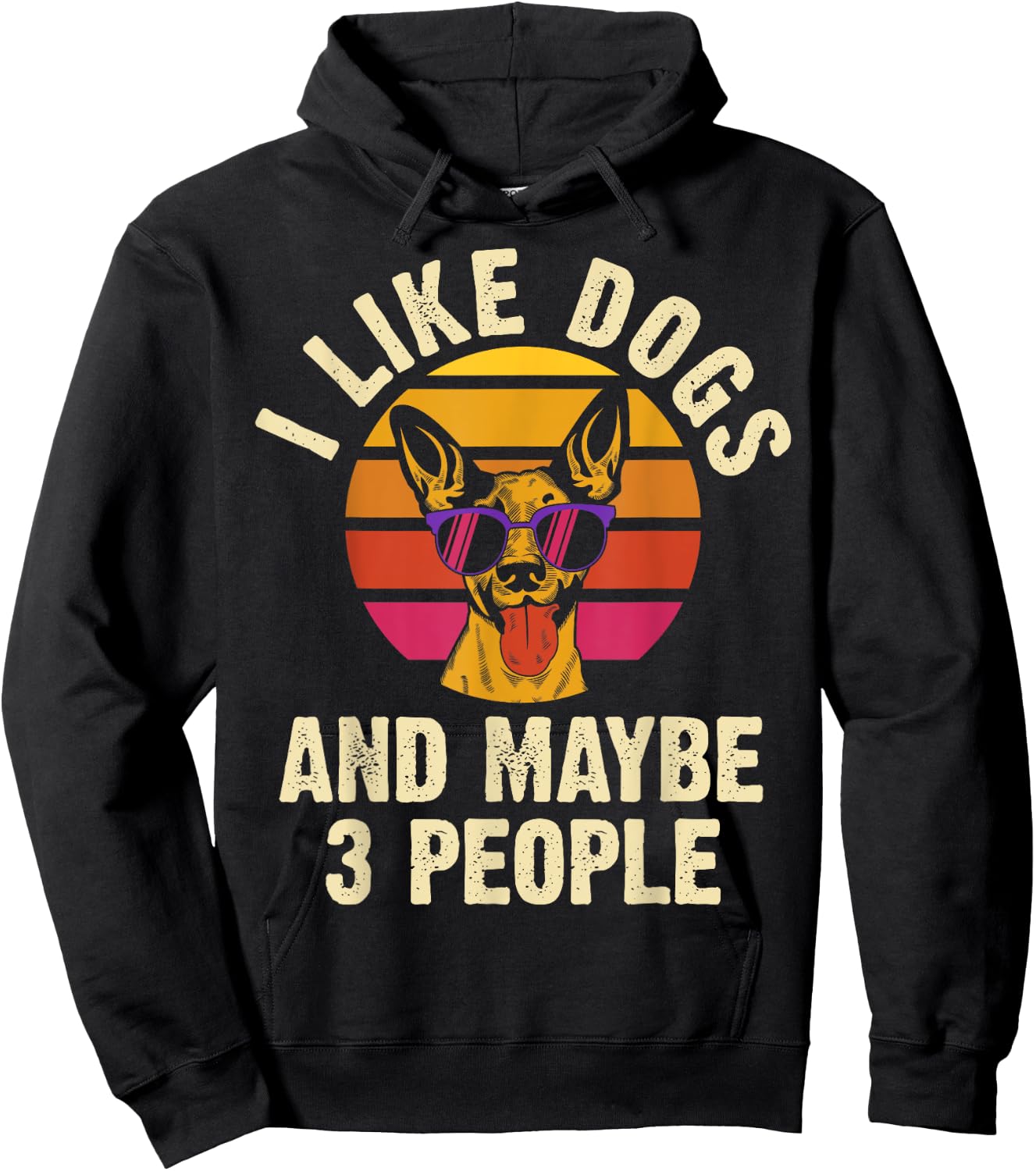I like Dogs and maybe 3 people funny vintage dog themed gift Men Women Girls Kids Hoodie - Hoodie | Black