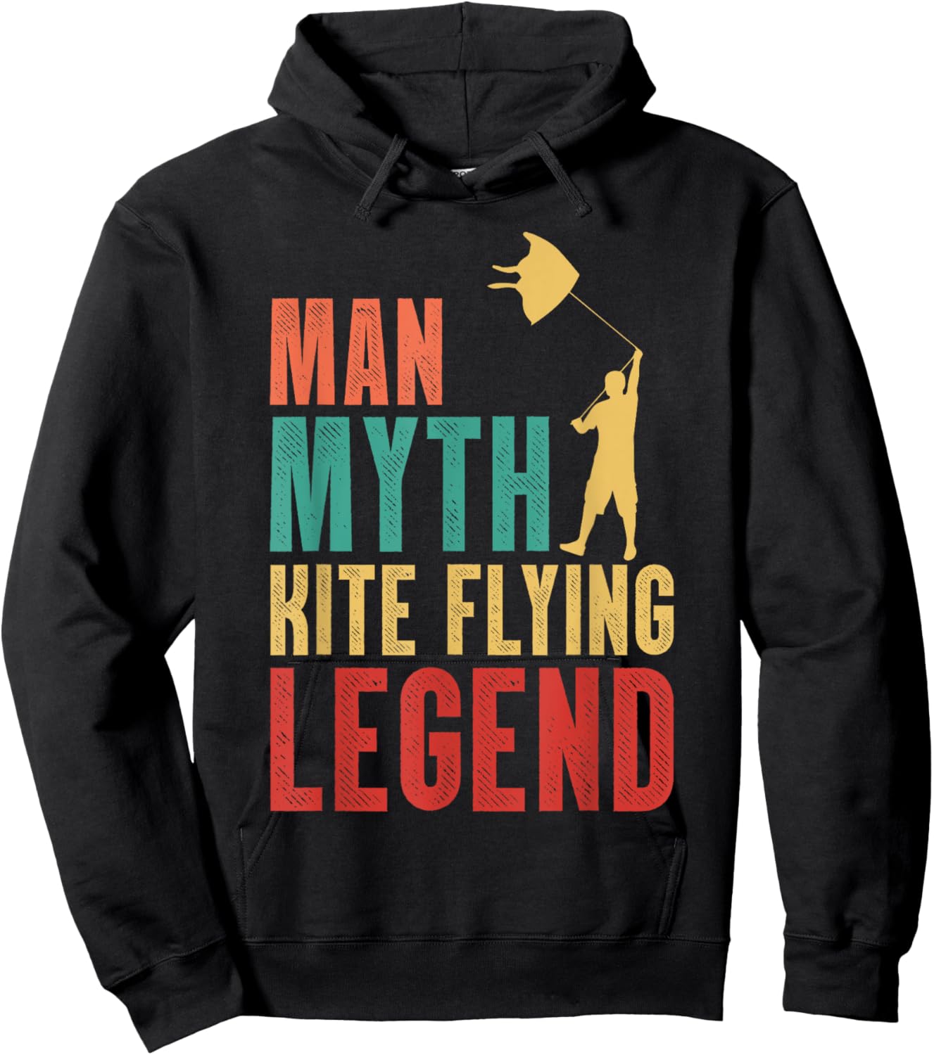 Man Myth Kite Flying Legend Kite Climbing Stunt Kite -Adults Black Short Sleeve Small Hoodie - Hoodie | Black