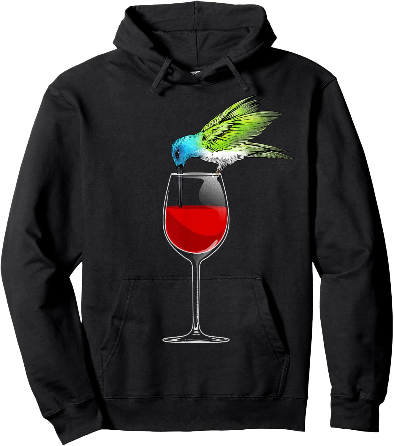 Cool Hummingbird Women Wine Glass Animal Bird Lover Hoodie - Hoodie | Black