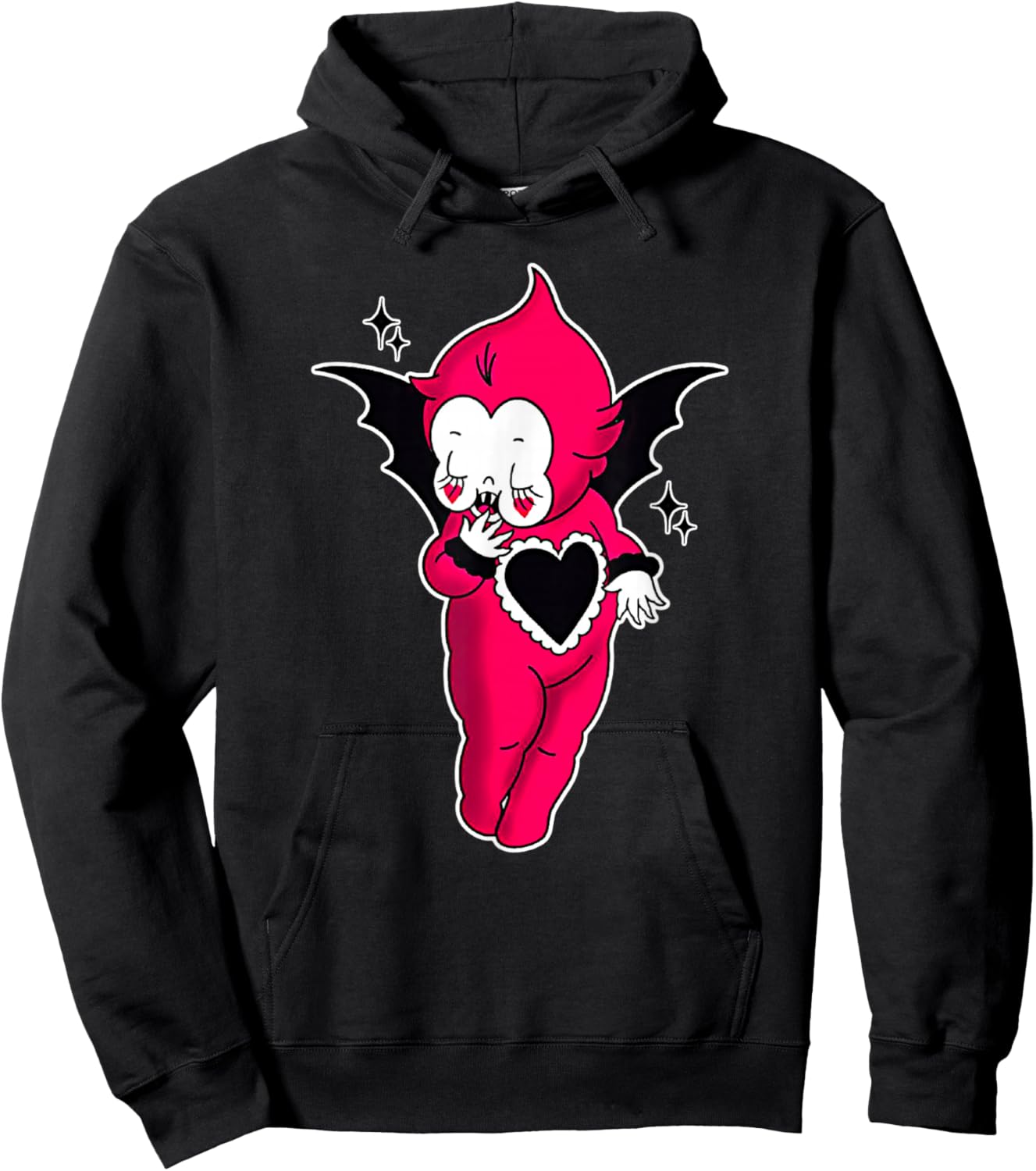 Kewpie Baby Vampire Devil Spooky Traditional Tattoo Flash Hoodie - Hoodie | Black