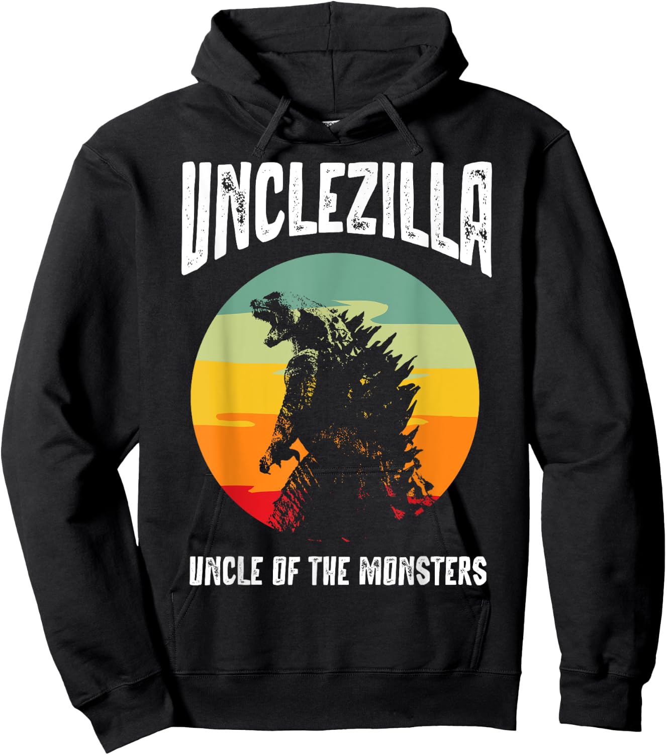 Unclezilla Uncle of The Monsters Retro Vintage Sunset Hoodie - Hoodie | Black