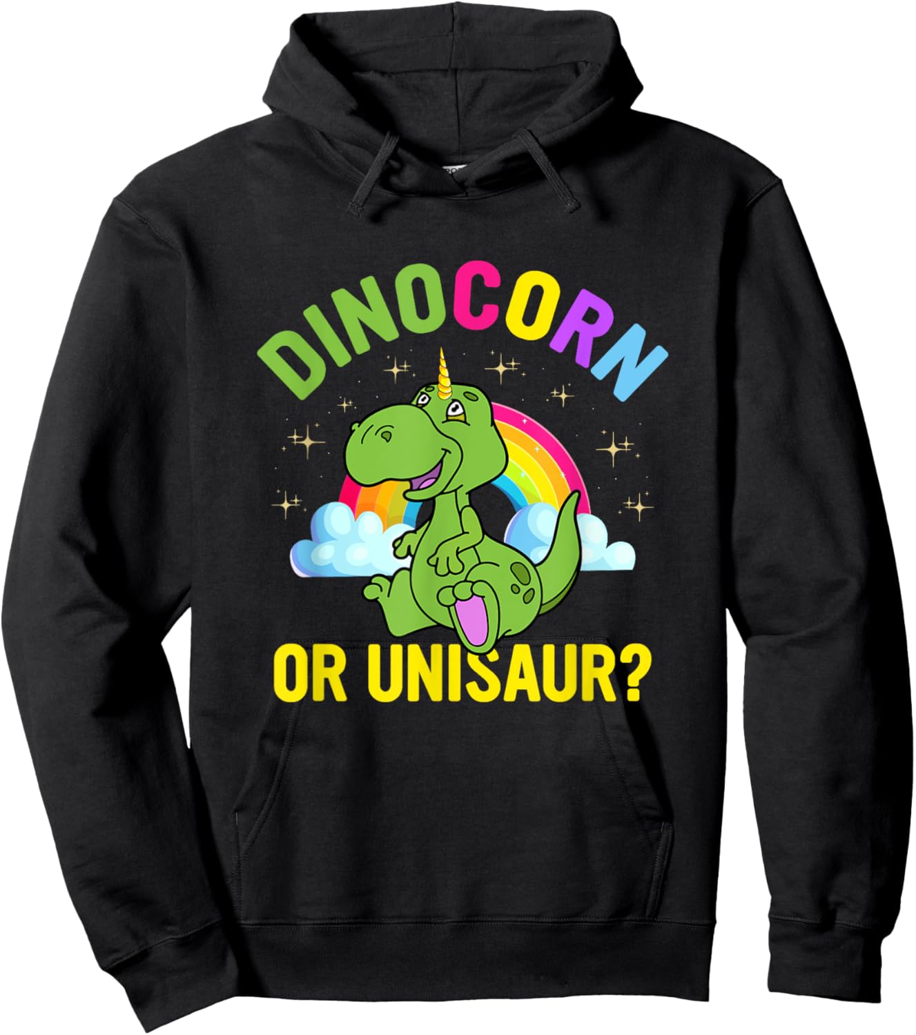 Dinocorn Or Unisaur Funny Dinosaur Saying T Rex Dino Unicorn Hoodie - Hoodie | Black