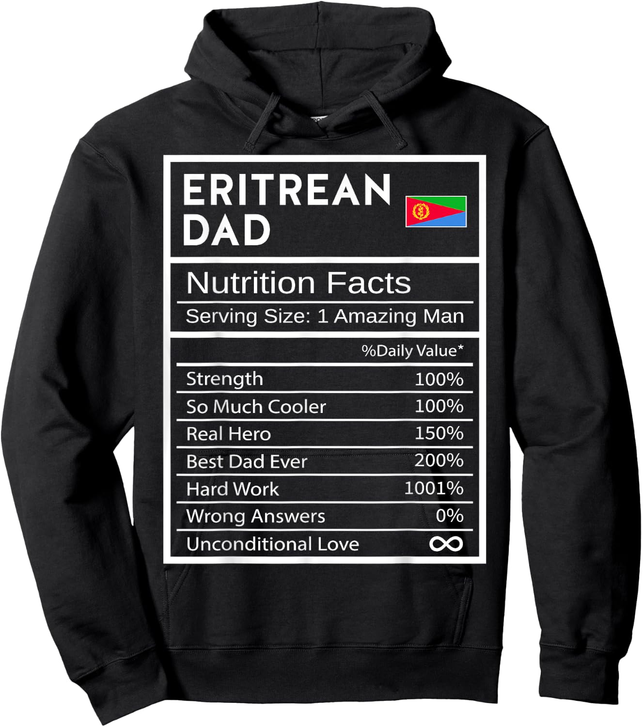 Eritrean Dad Nutrition Facts National Pride Gift Dad Hoodie - Hoodie | Black