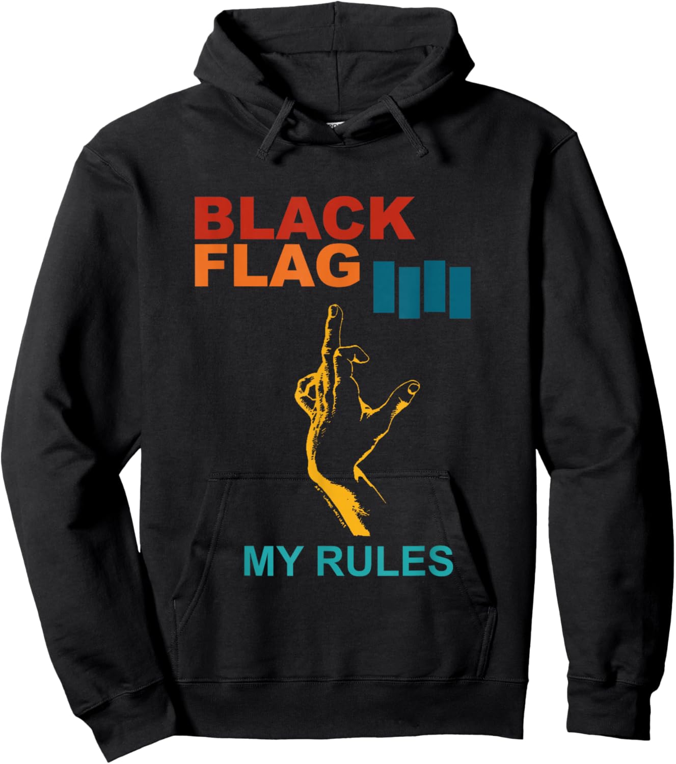 Black Flag My Rules Retro Hoodie - Hoodie | Black