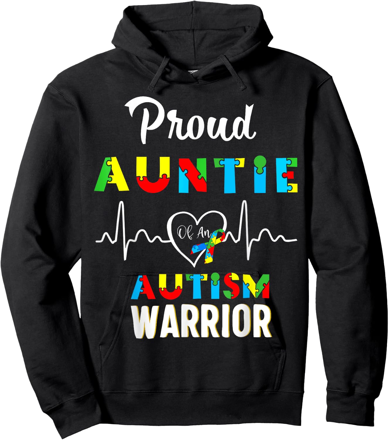 proud autism Auntie Autism awareness warrior matching family Hoodie - Hoodie | Black