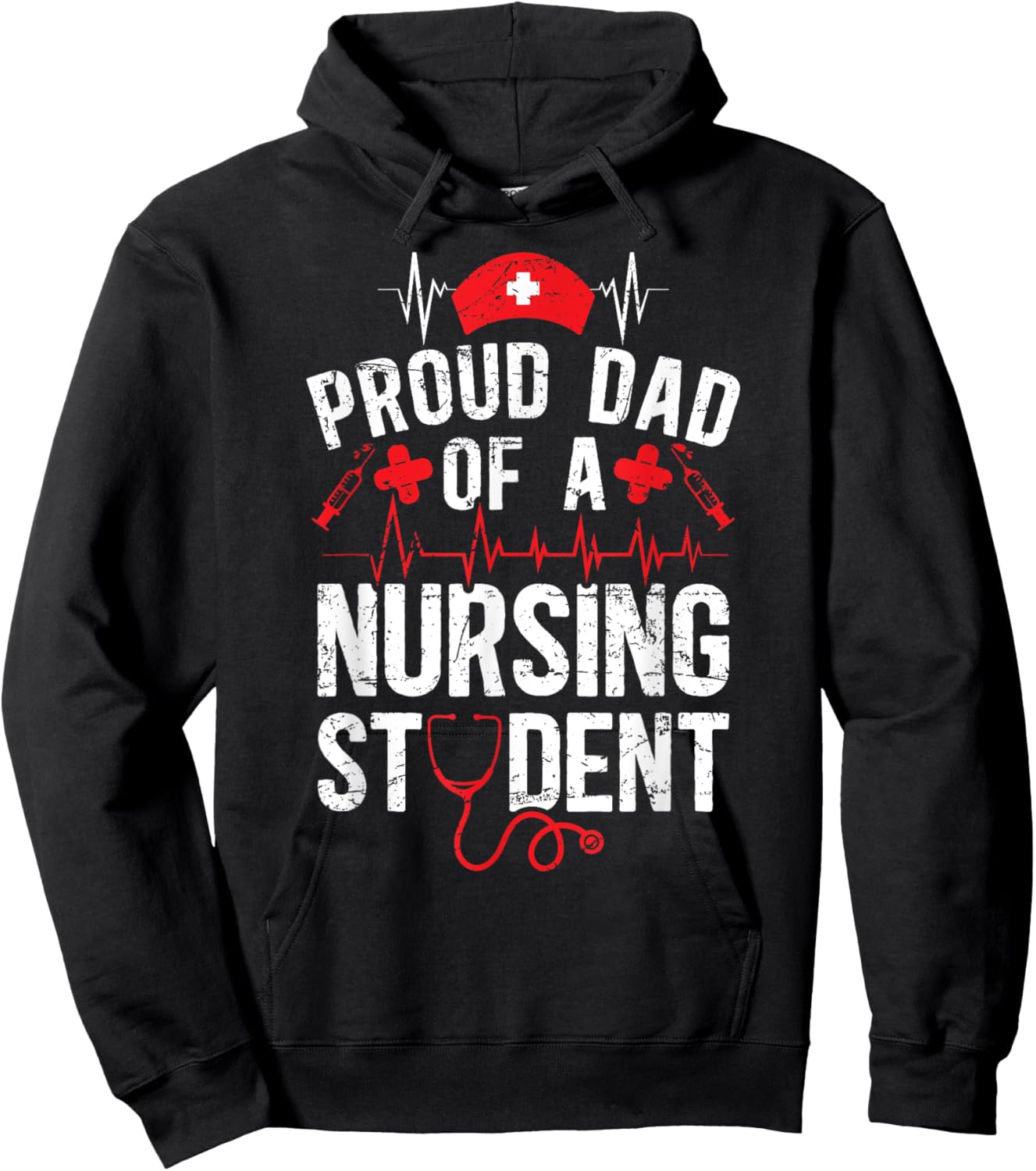 Proud Dad Of A Nursing Student Dad Future Nurse Dad Hoodie - Hoodie | Black