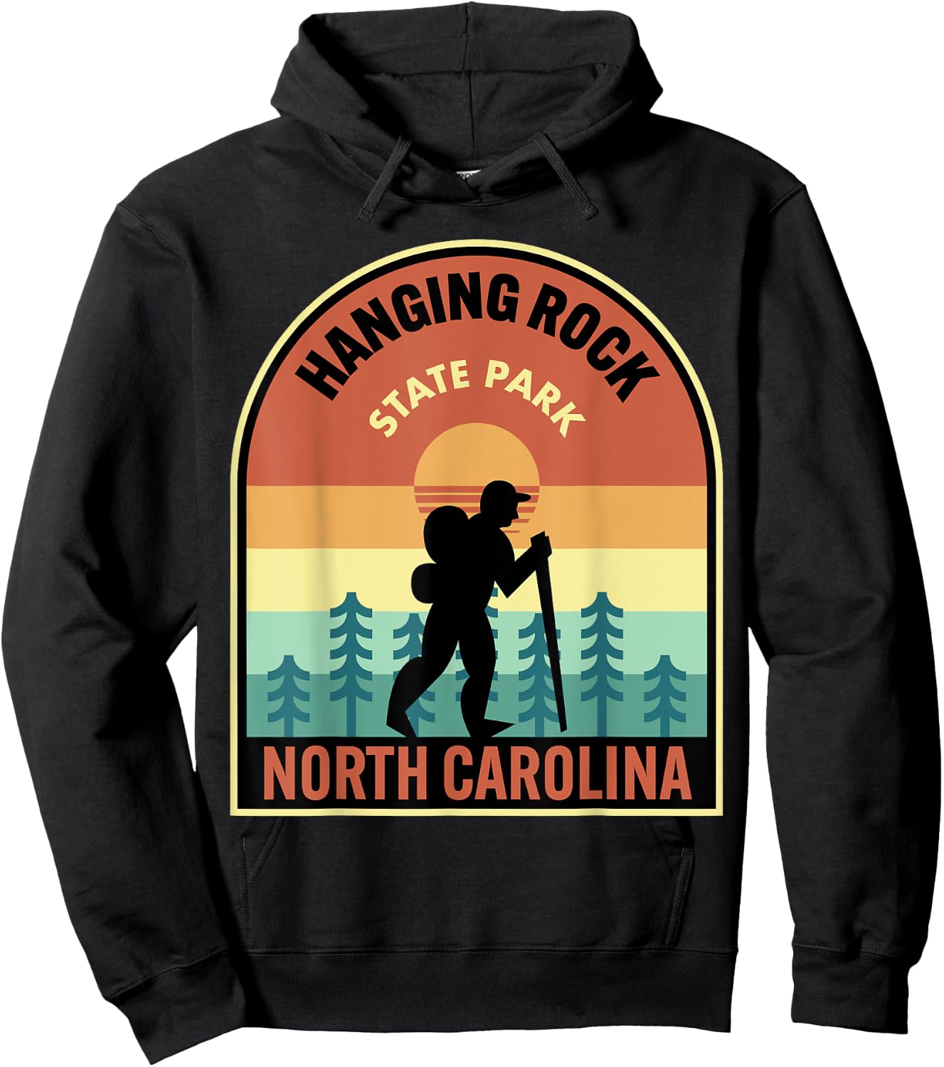 Hanging Rock State Park North Carolina Retro Hiking Hoodie - Hoodie | Black