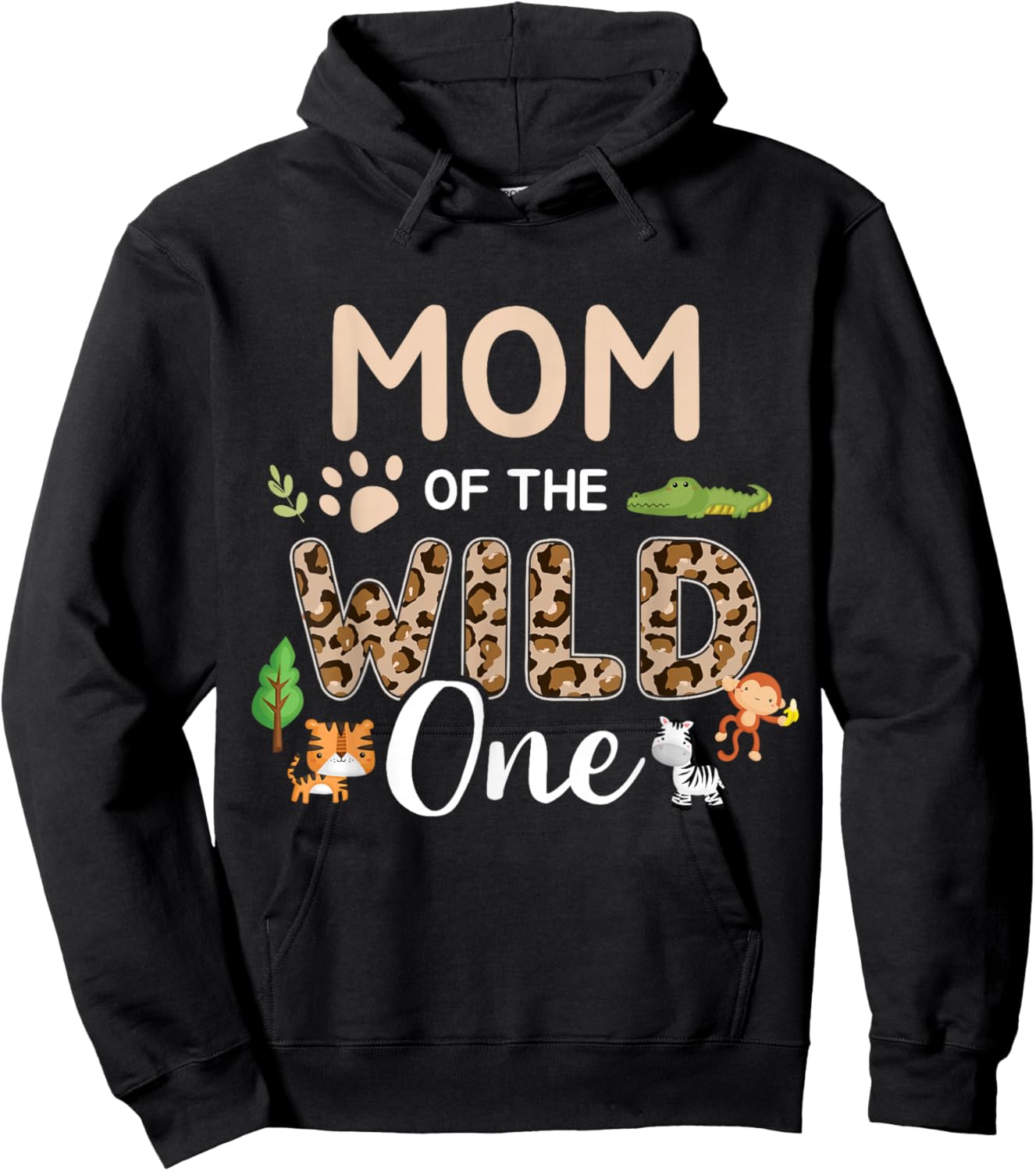 Mom of the wild one birthday girl matching family party Hoodie - Hoodie | Black