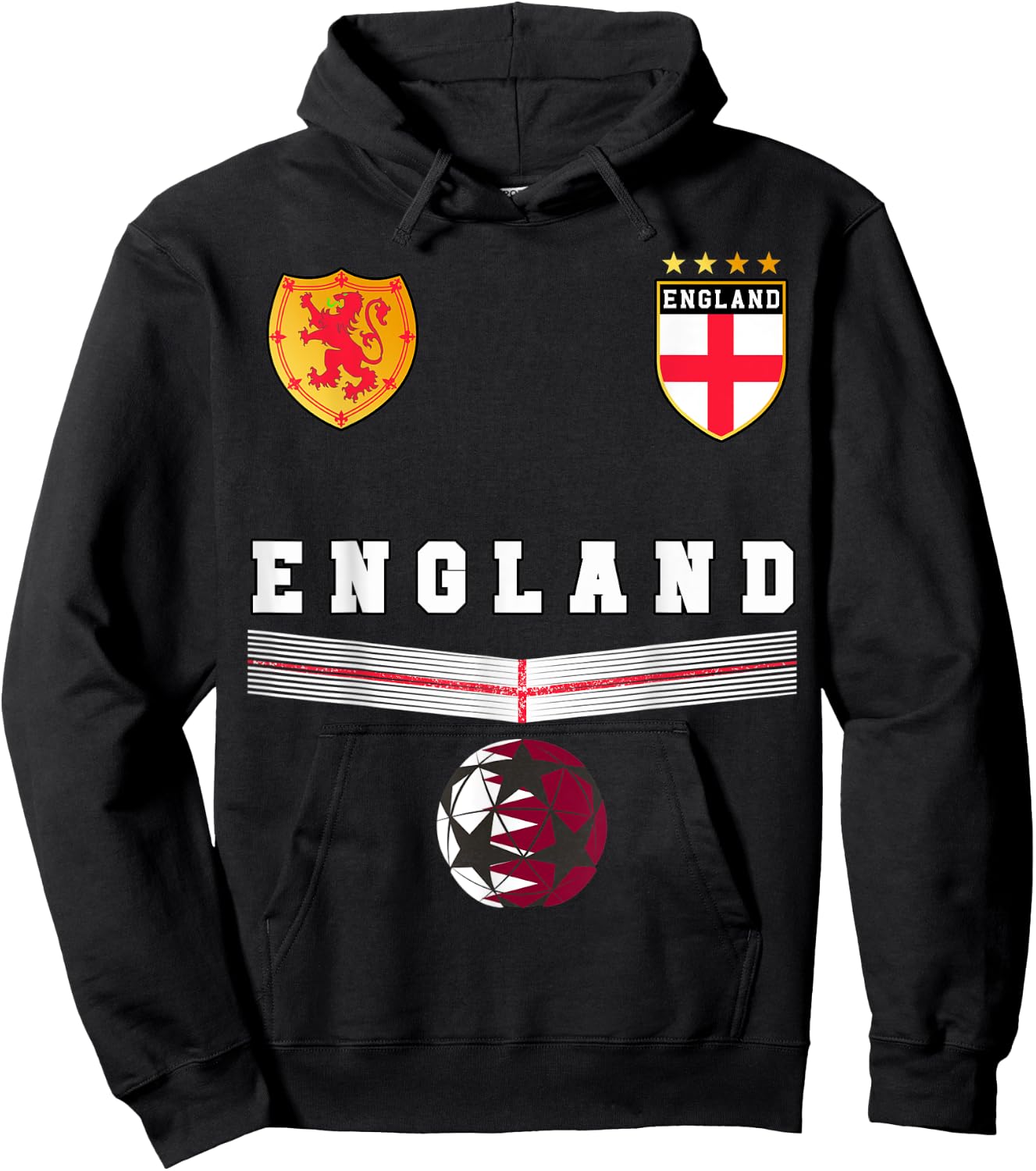 England Soccer Fans Jersey English Flag Football Lovers Hoodie - Hoodie | Black