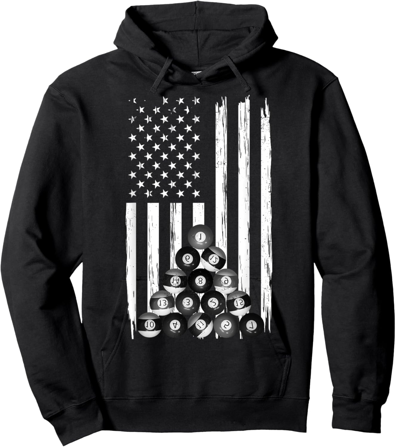 Pool USA American Flag Billiard Vintage Pool Player Hoodie - Hoodie | Black