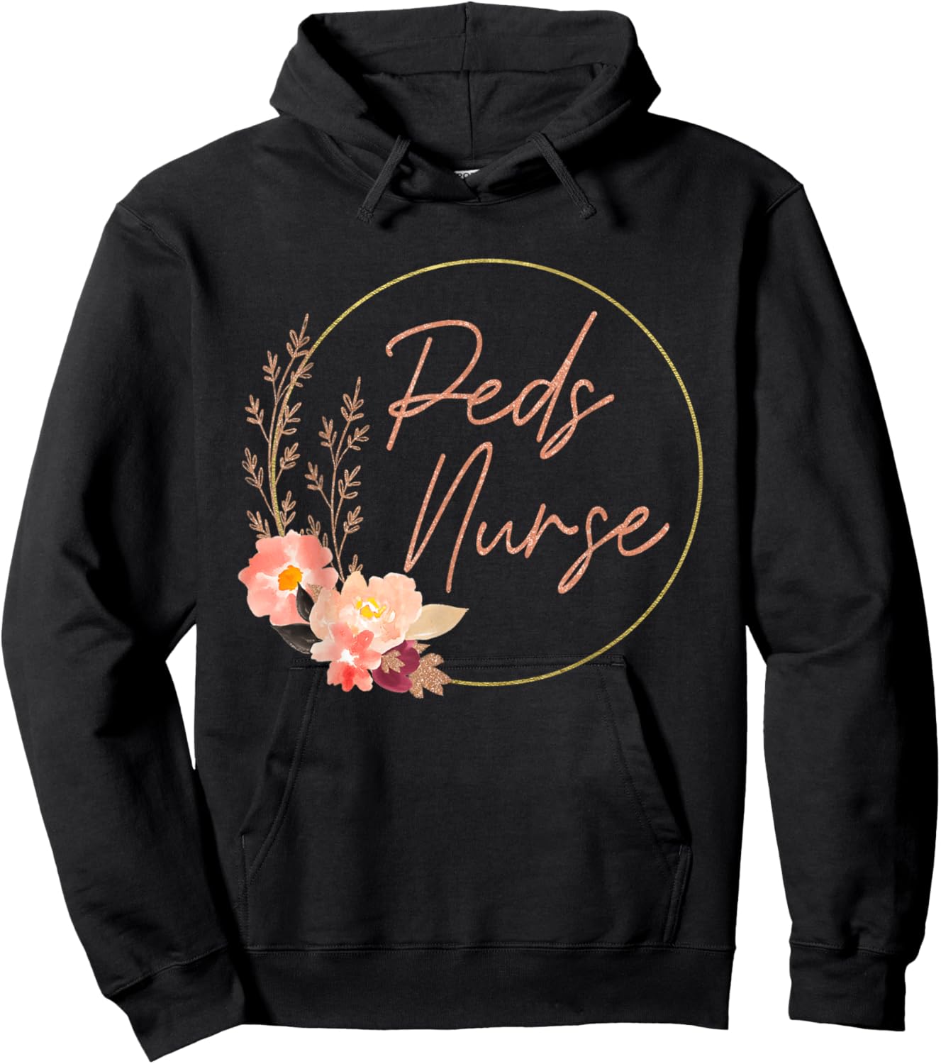 Pediatric Nurse Flower PEDS Nursing Appreciation Pediatric Hoodie - Hoodie | Black
