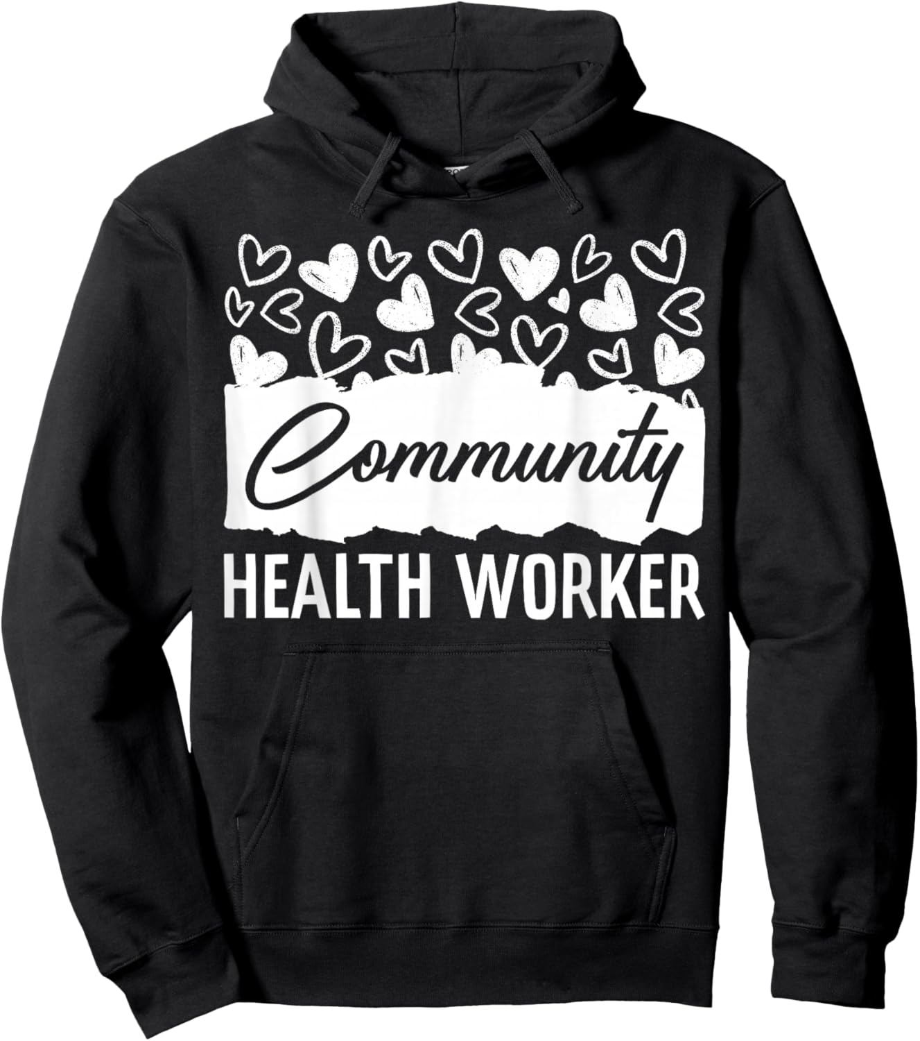 Community Health Worker Appreciation Heart Hoodie - Hoodie | Black