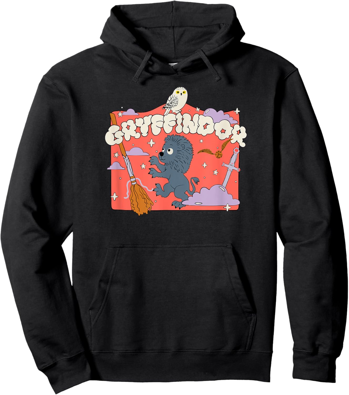 Amazon Essentials Harry Potter Hogwarts Gryffindor House Cartoon Scene Hoodie - Hoodie | Black