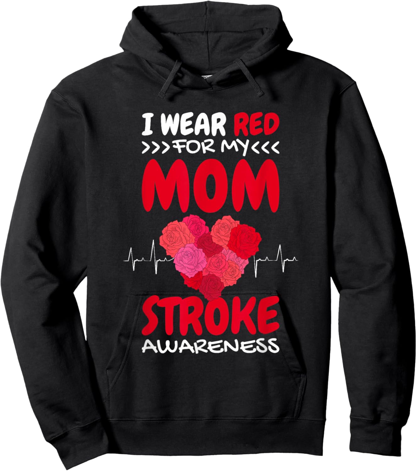 I Wear Red For My Mom Stroke Awareness, Stroke Survivor Hoodie - Hoodie | Black