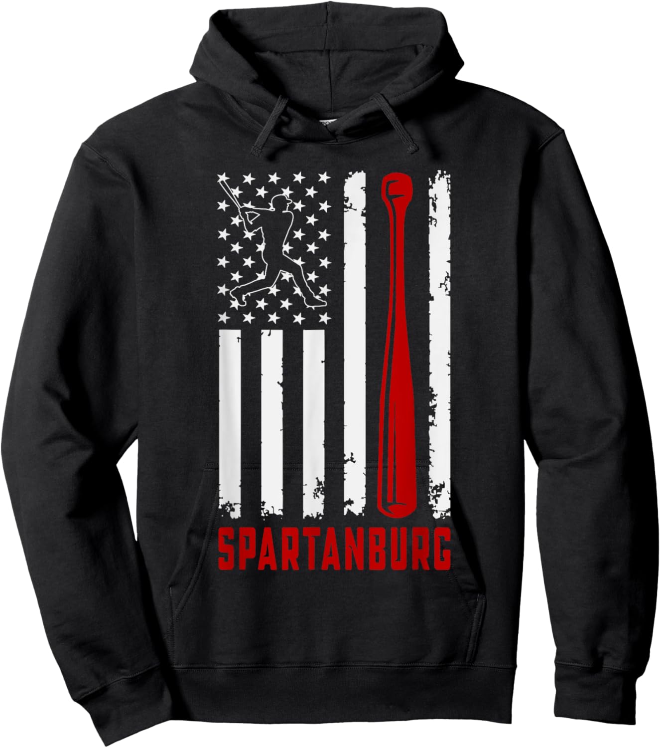Spartanburg American Flag Baseball Lover USA Spartanburg Women Men Hoodie - Hoodie | Black